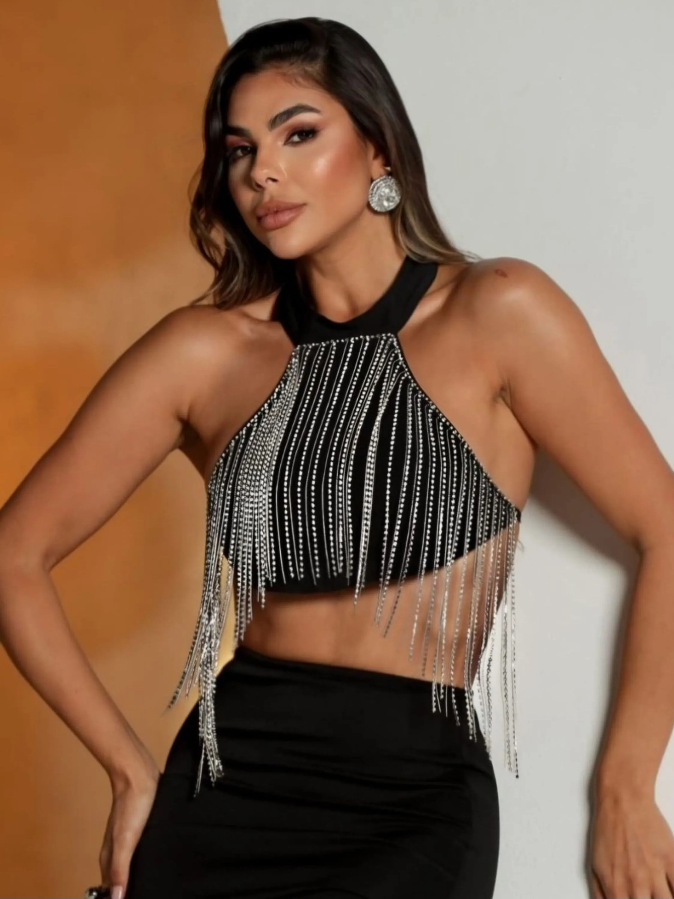 Blusa croped com Aplicação strass