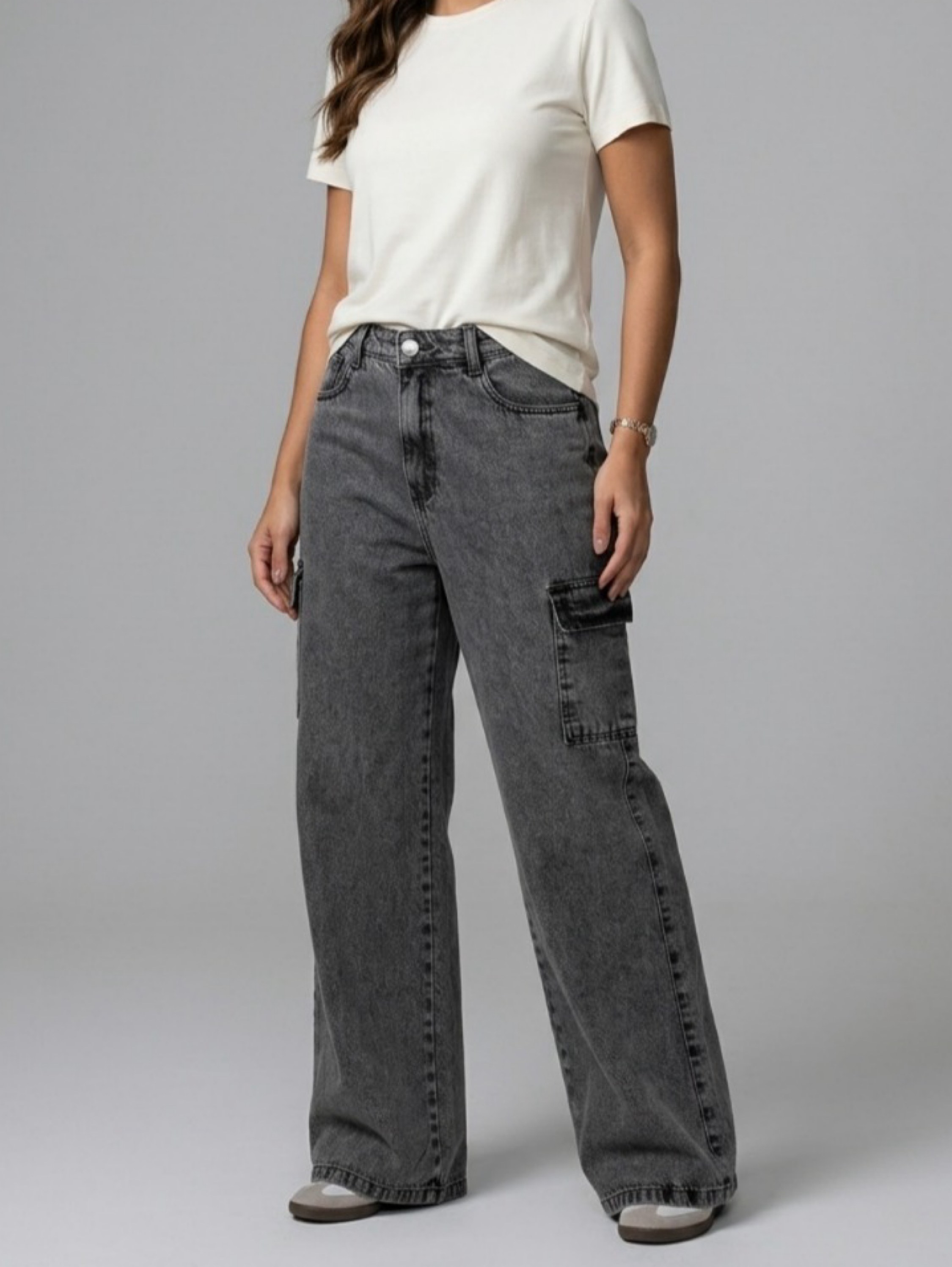 Calça cargo  100% jeans