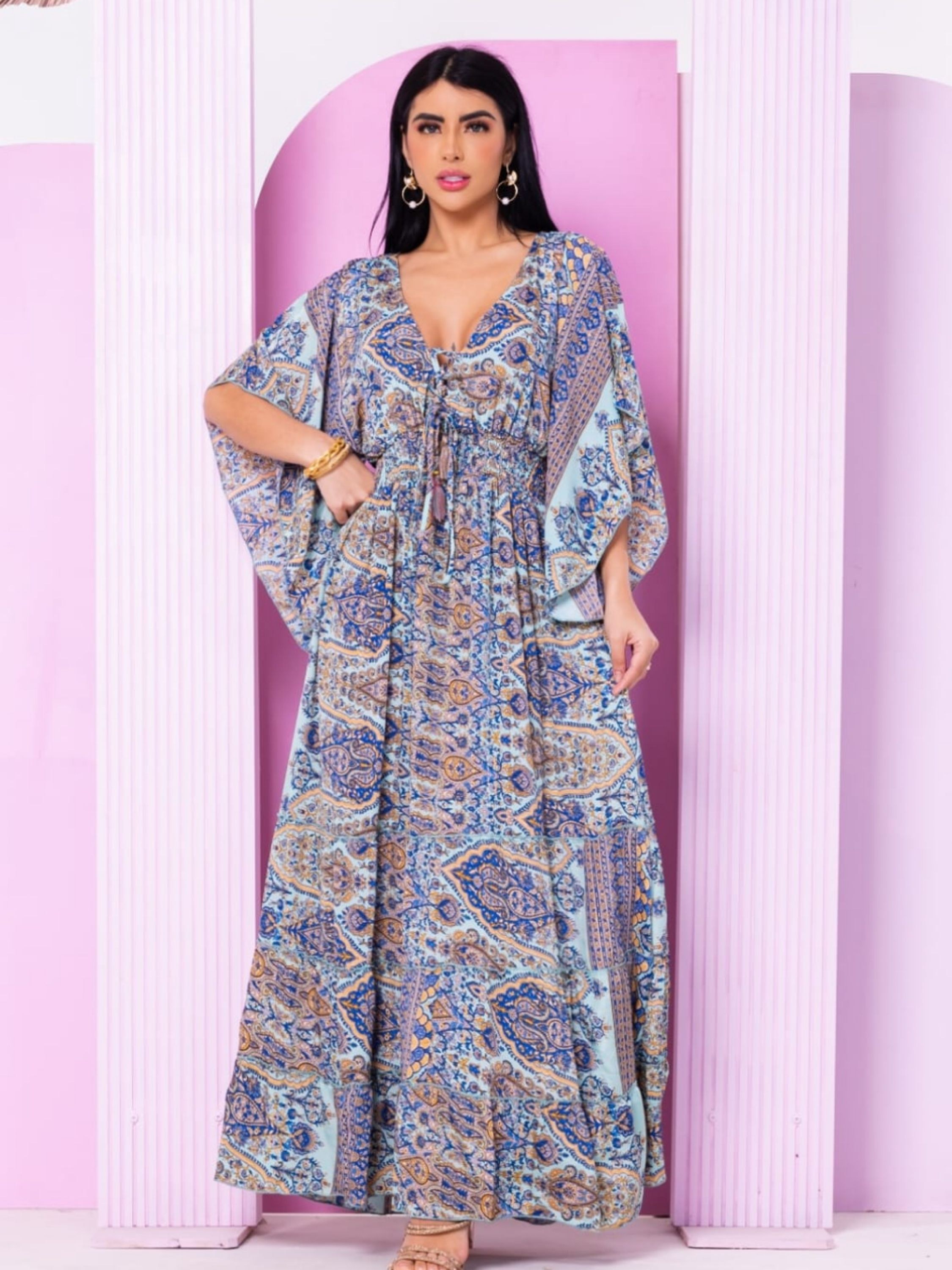 Vestido indina manga flaer