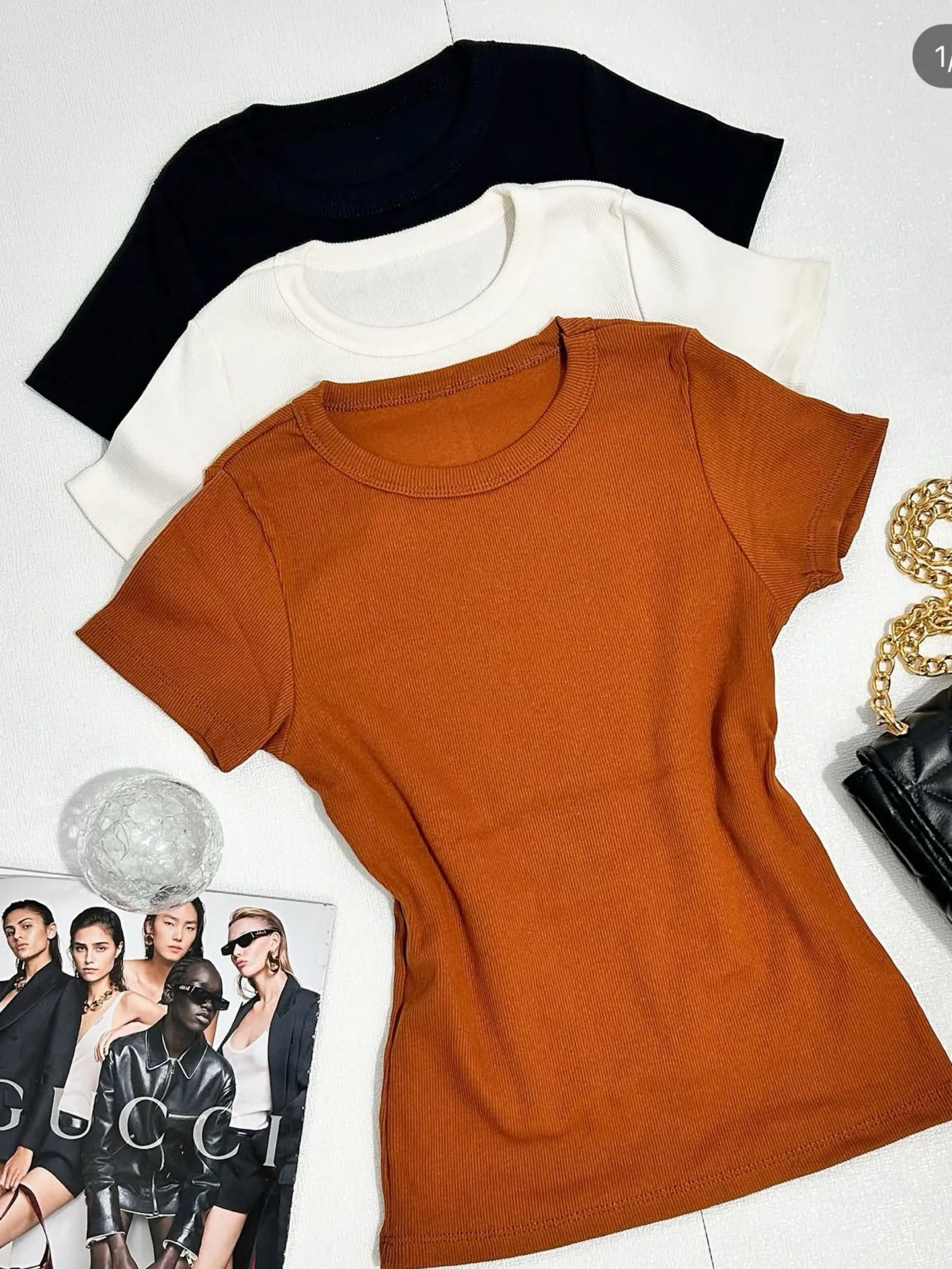 Blusa manga curta ribana algodão