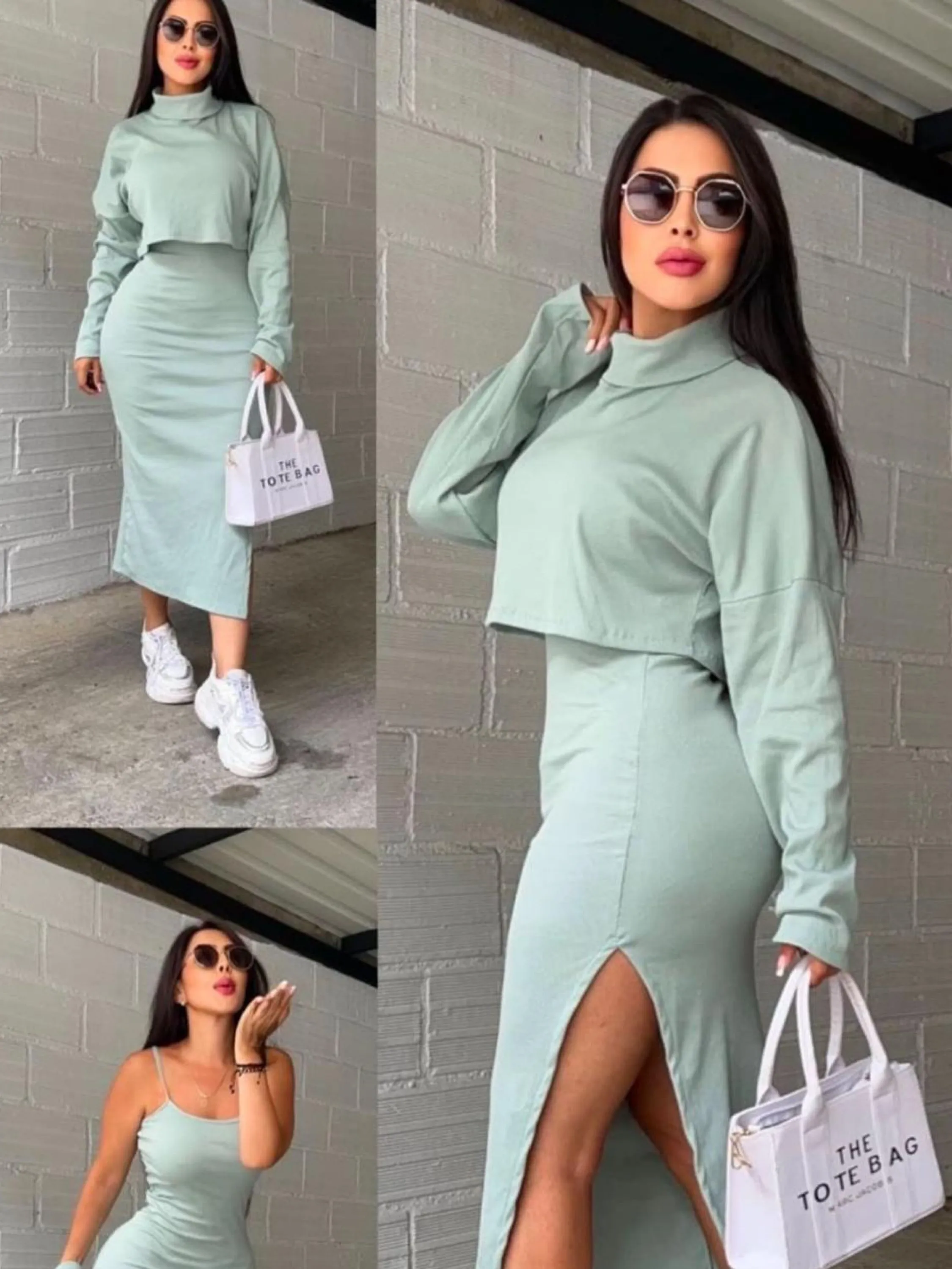 Vestido +capa croped