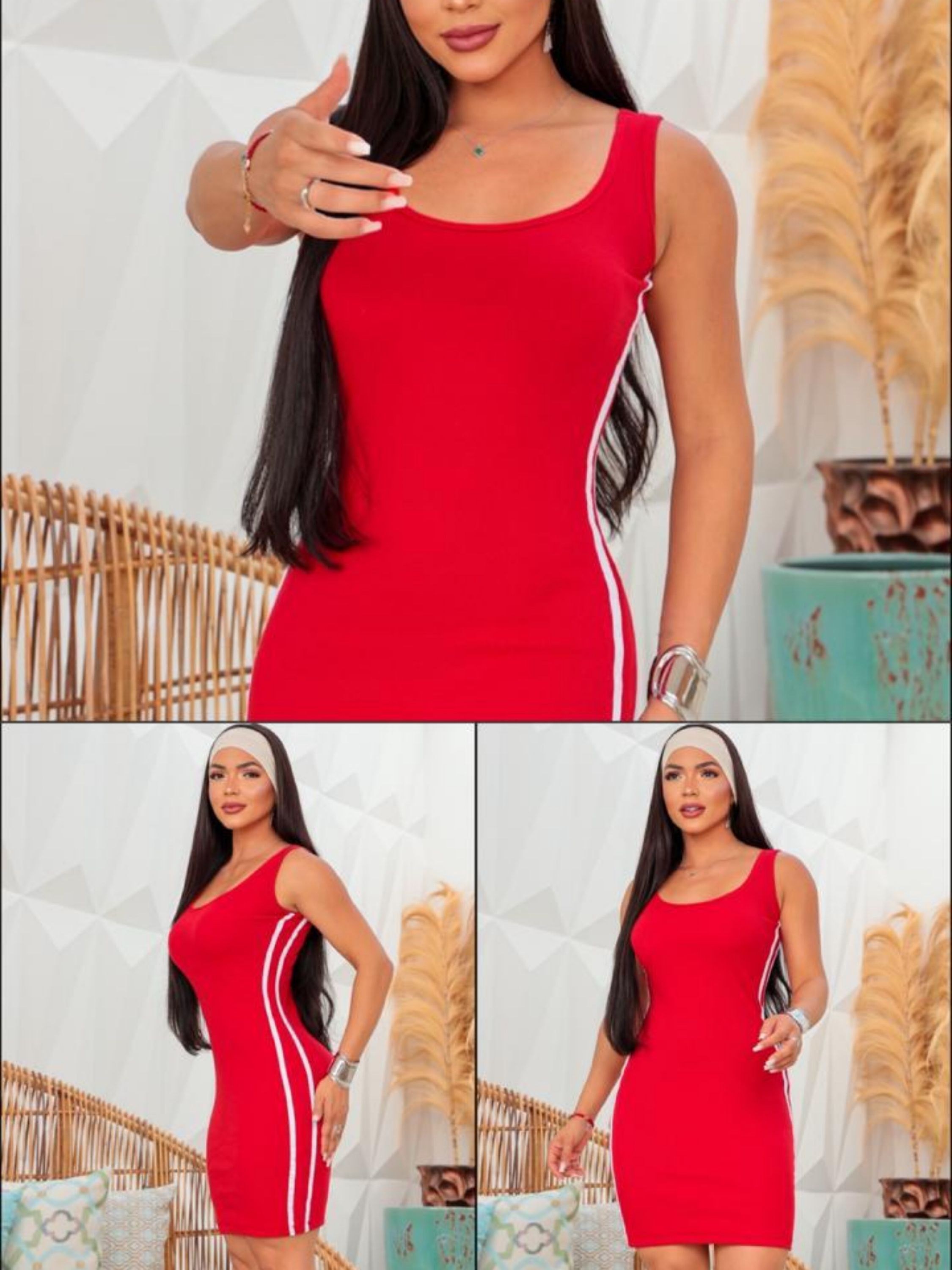 Vestido regata listra na lateral