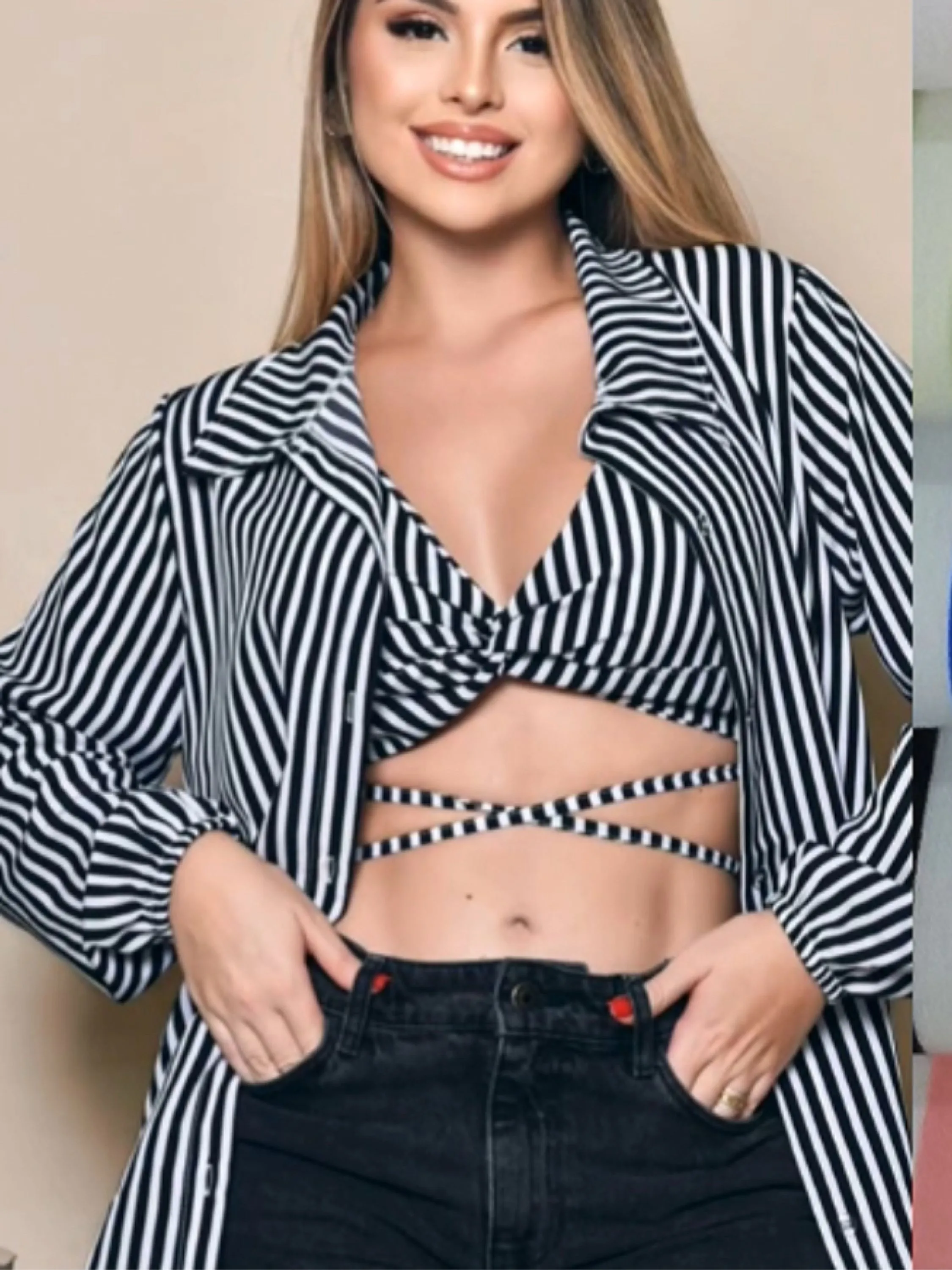 Conjunto camisa + croped