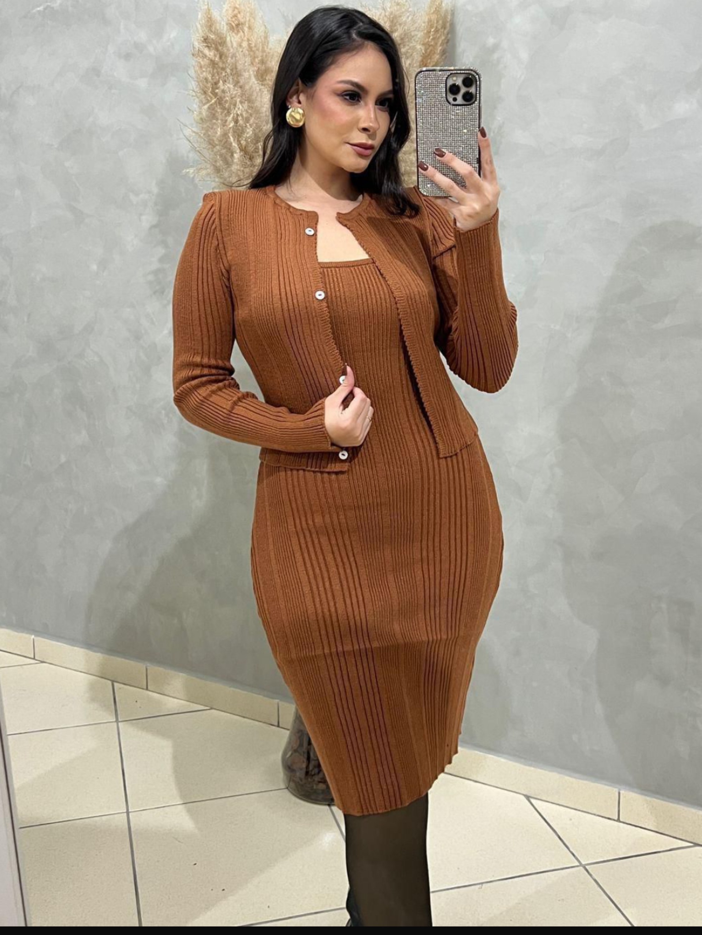 Conjunto tricot casaquinho +vestido