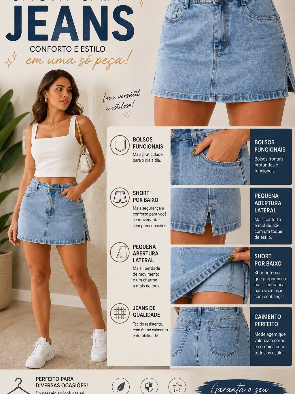 Shorts saia jeans