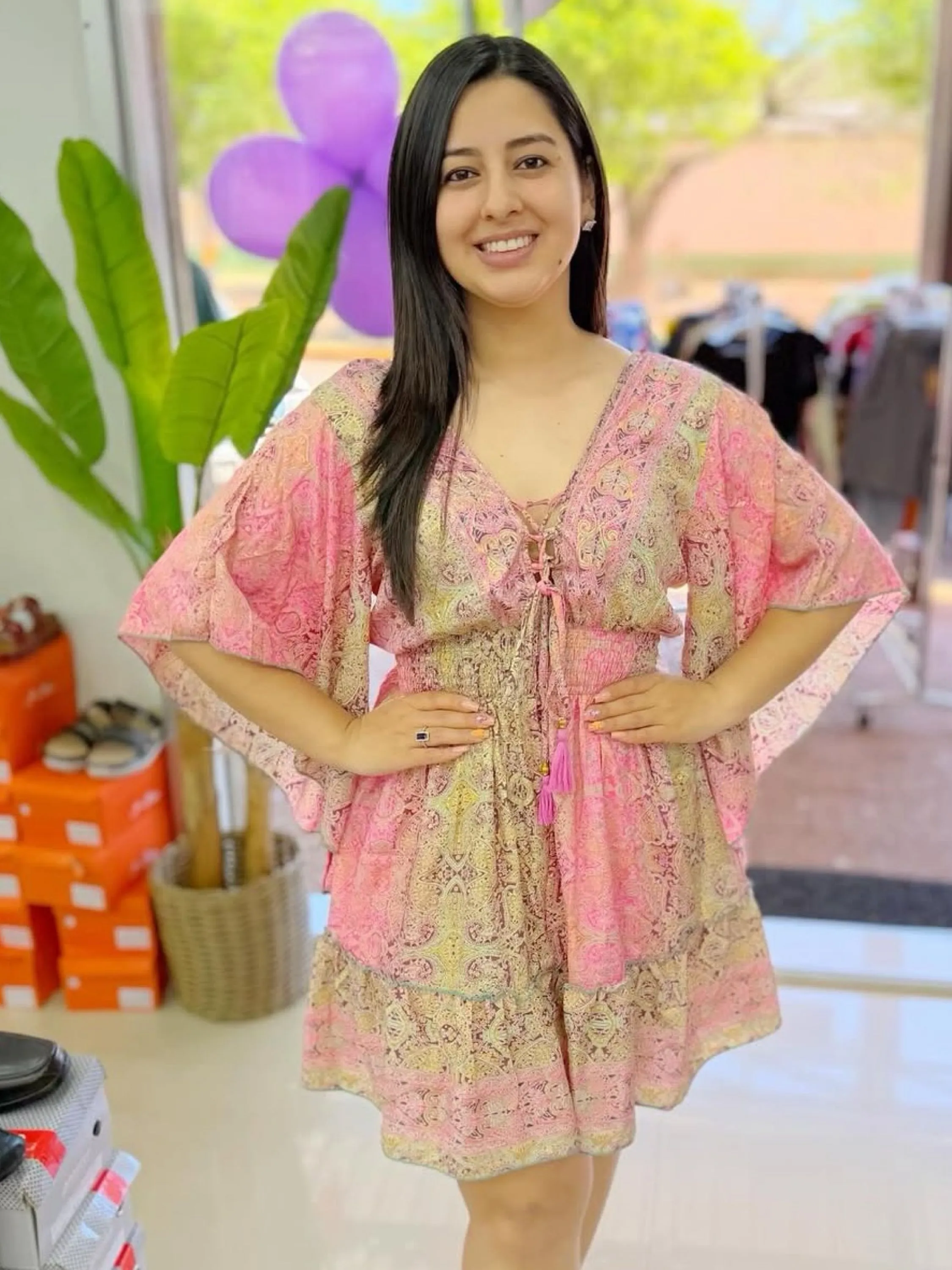 Vestido indina manga flaer