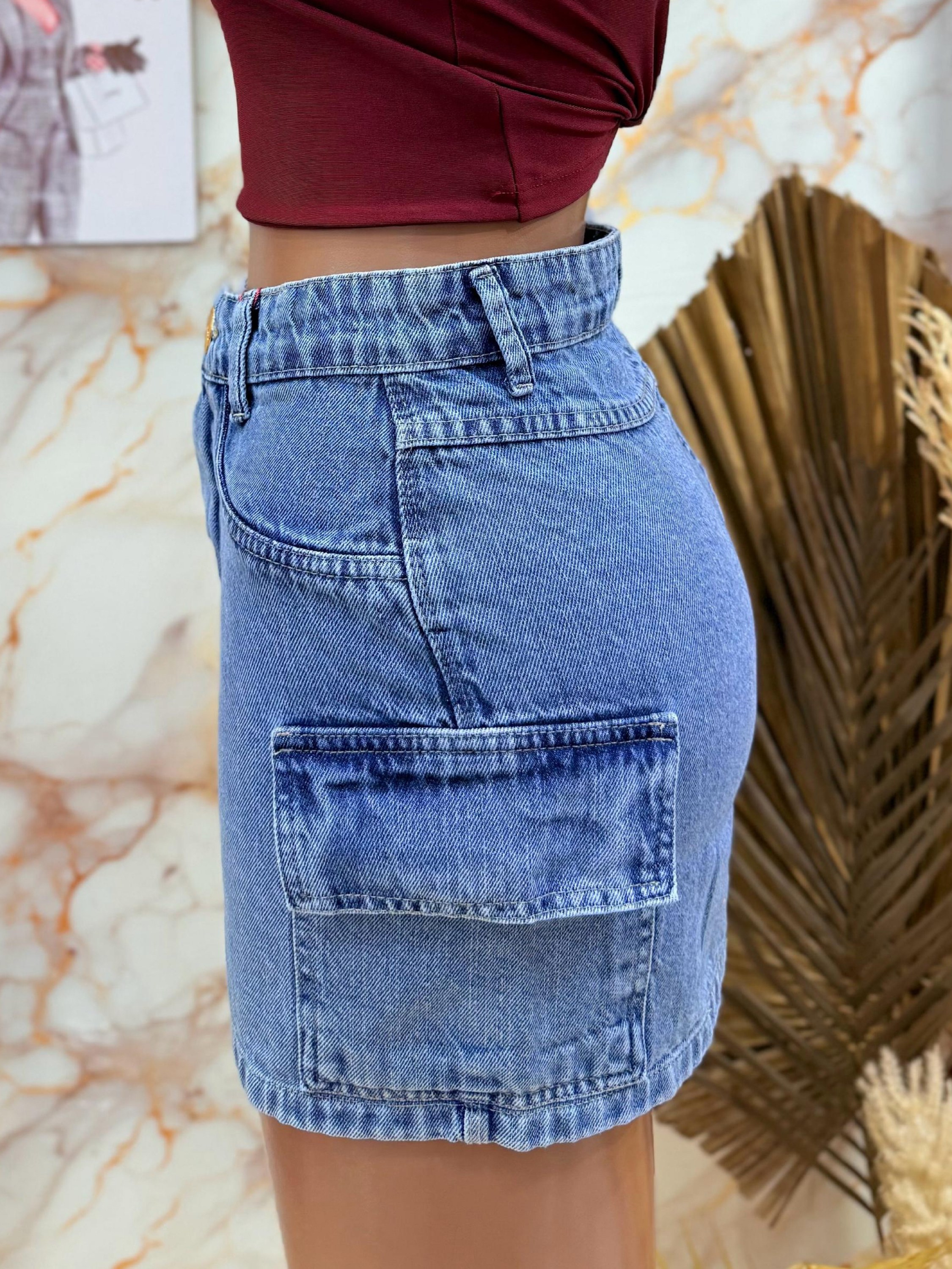Saia cargo  100% jeans