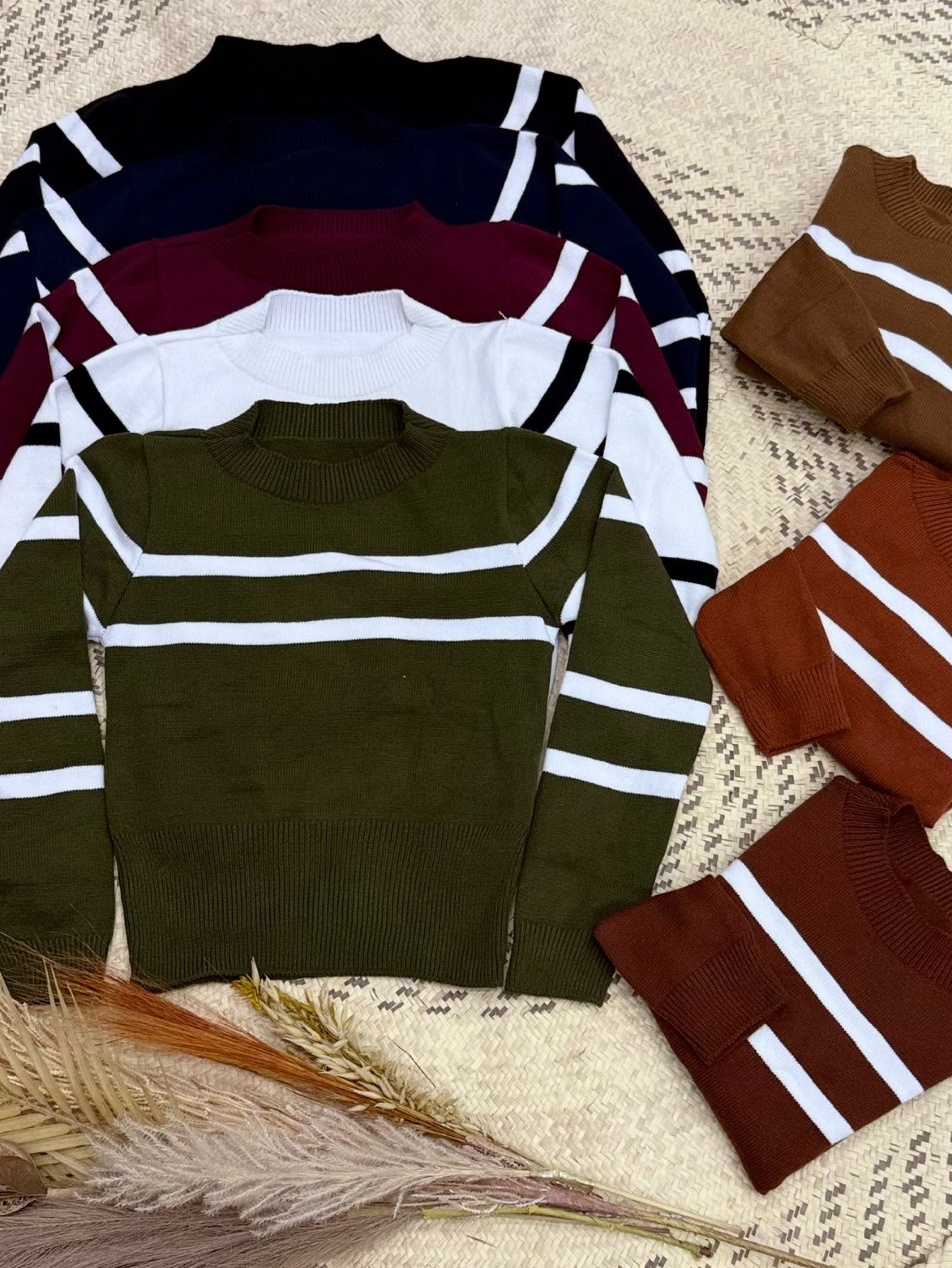 Tricot manga longa listrada