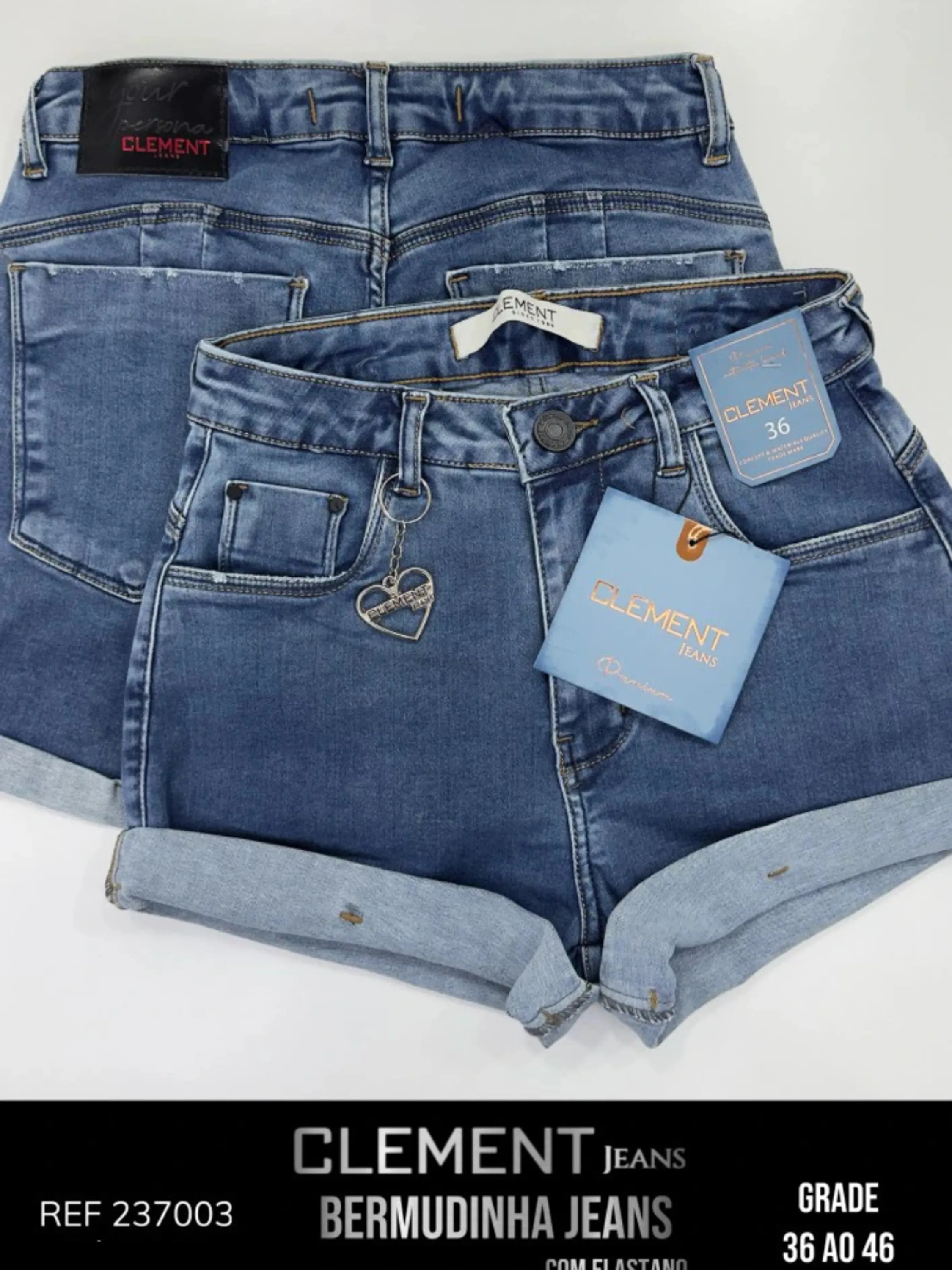 Kit Shorts C/Barra Jeans Feminino Clement REF 237003