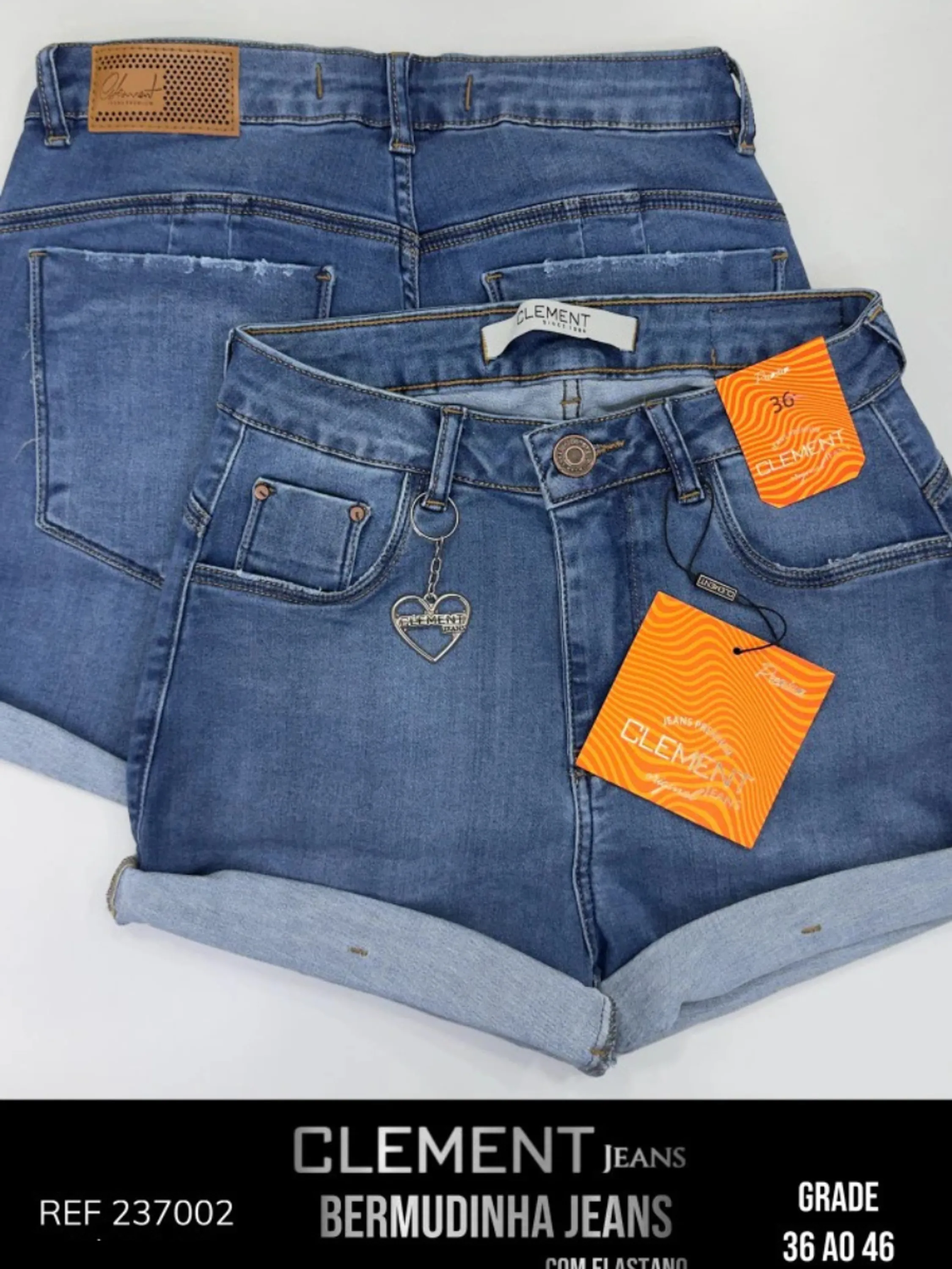 Kit Shorts C/Barra Jeans Feminino Clement REF 237002