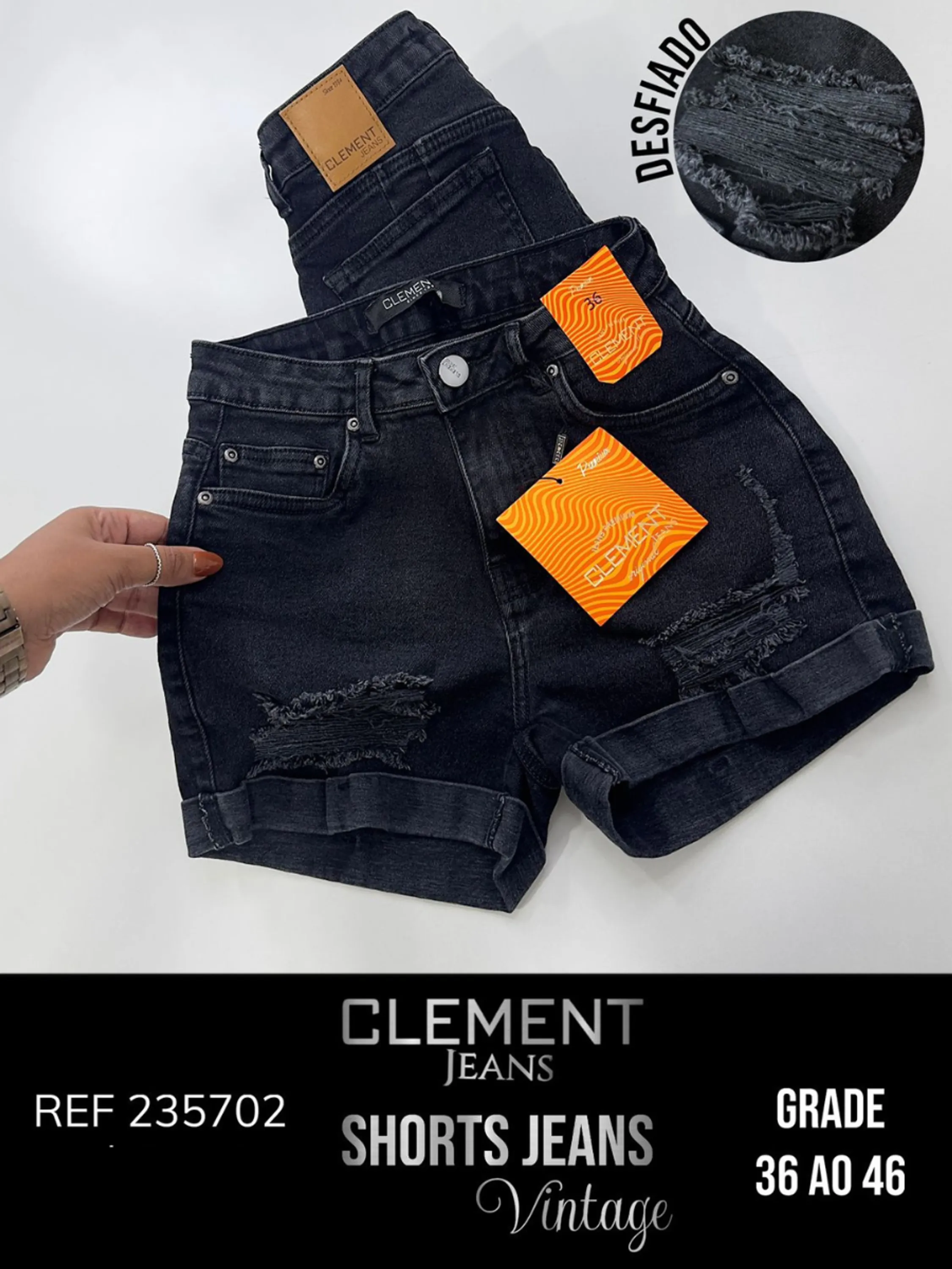 Kit Shorts C/Barra Jeans Feminino Vintage Clement REF 235702