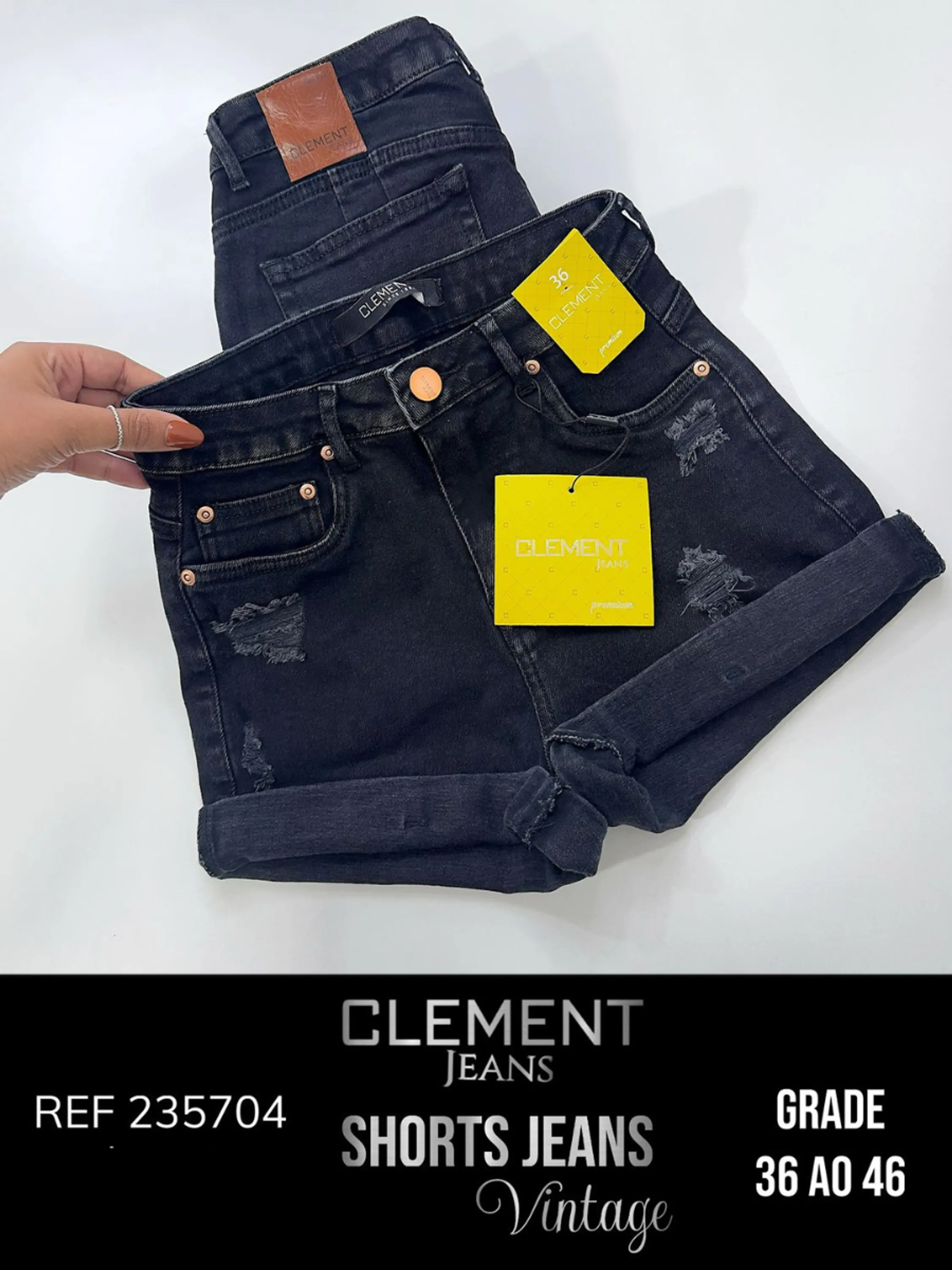 Kit Shorts C/Barra Jeans Feminino Vintage Clement REF 235704