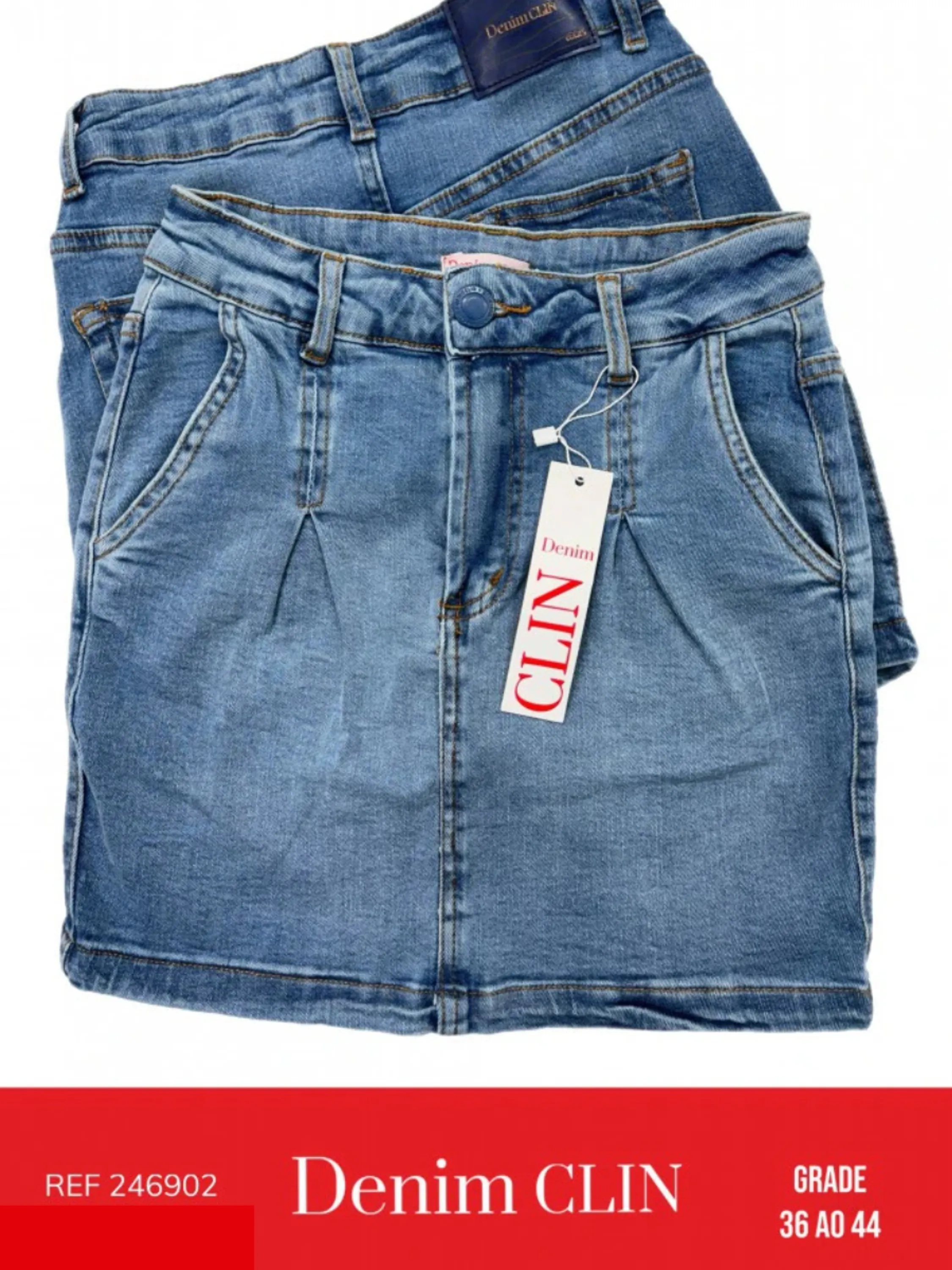 Kit Saia Jeans Feminina Denim Clin REF 246902