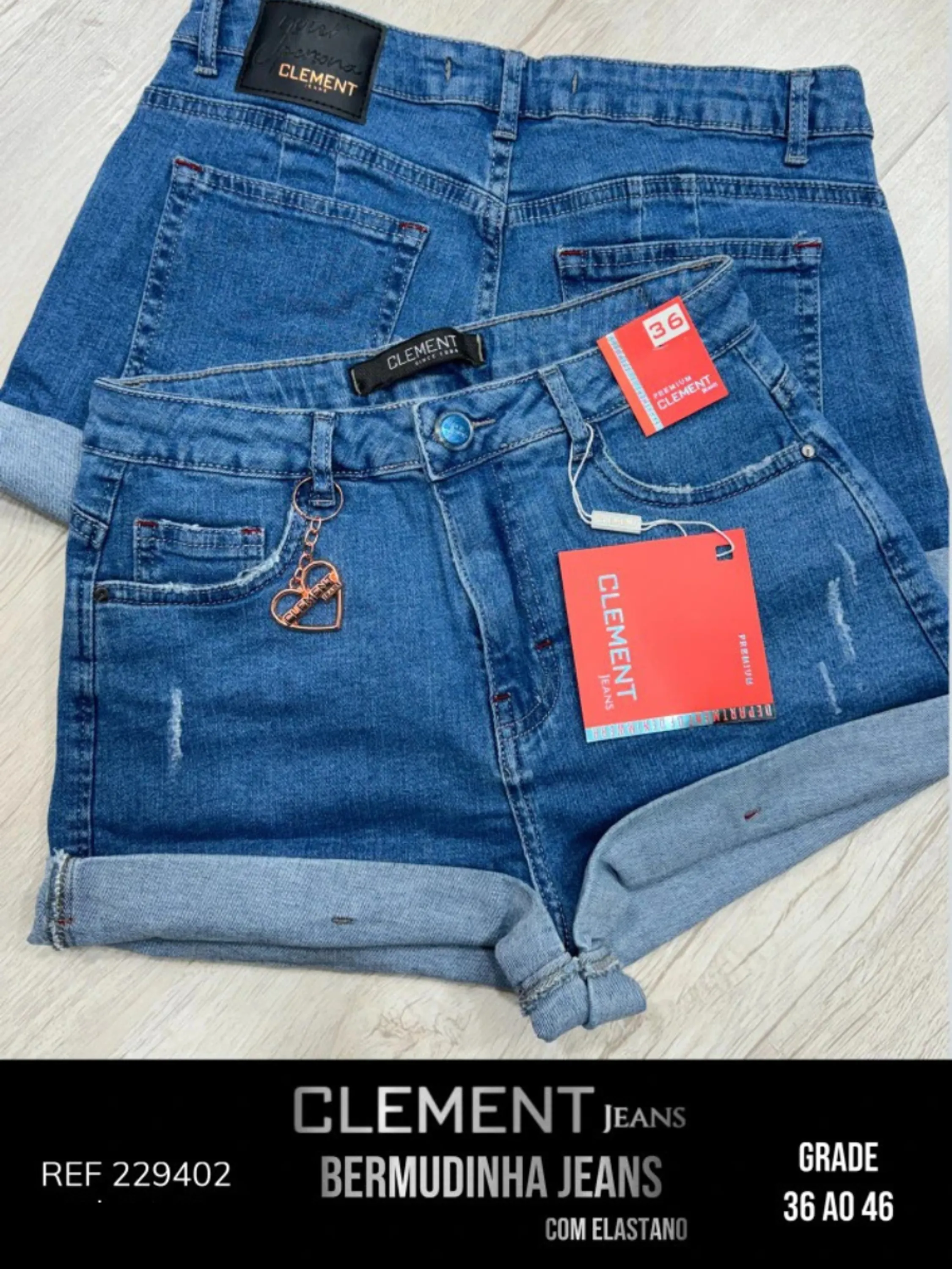 Kit Shorts C/Barra Jeans Feminino Clement REF 229402