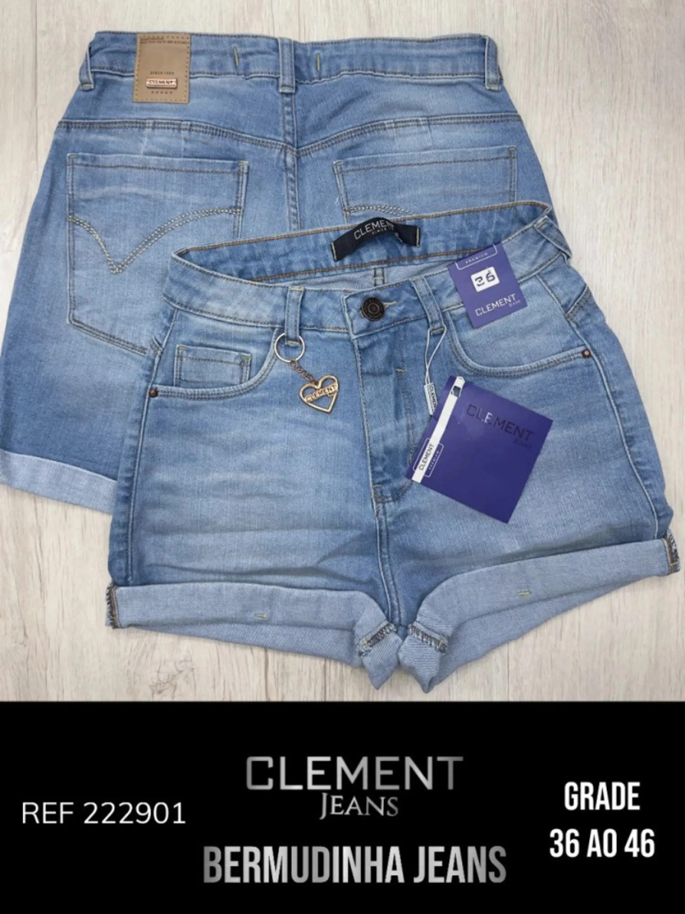 Kit Shorts C/Barra Jeans Feminino Clement REF 222901