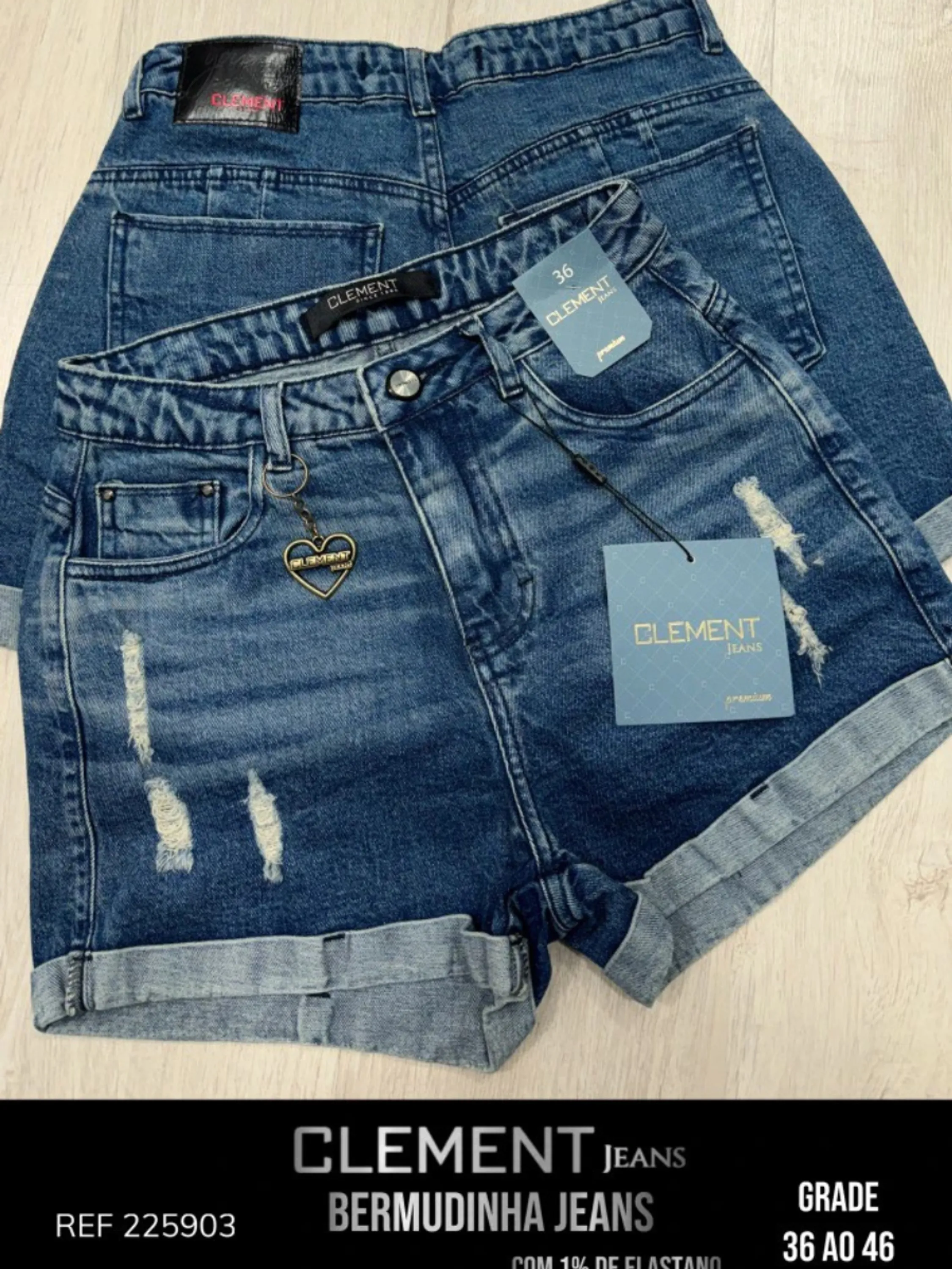 Kit Shorts C/Barra Jeans Feminino Clement REF 225903