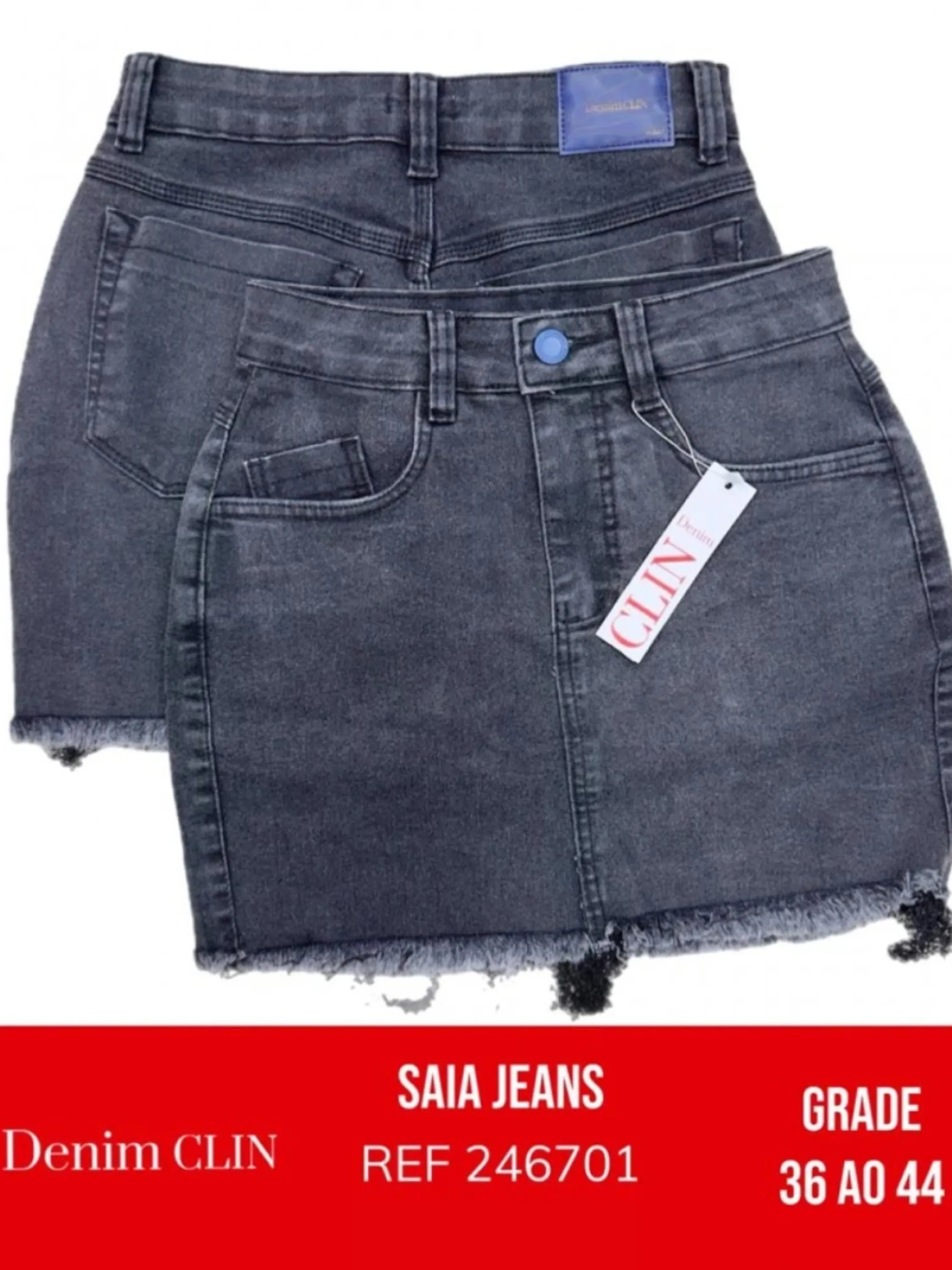 Kit Saia Jeans Feminina Denim Clin REF 246701