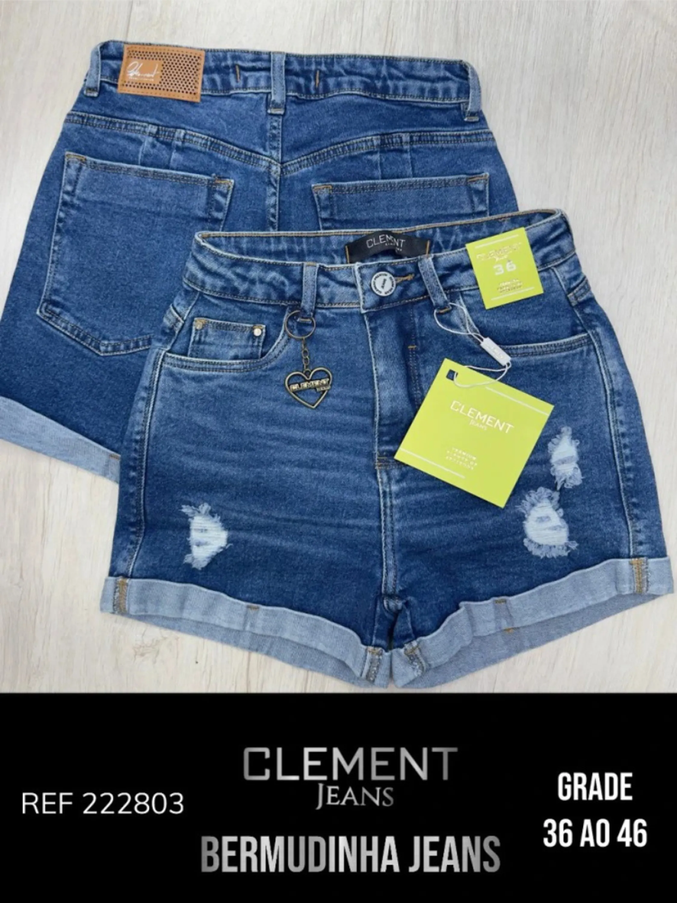 Kit Shorts C/Barra Jeans Feminino Clement REF 222903