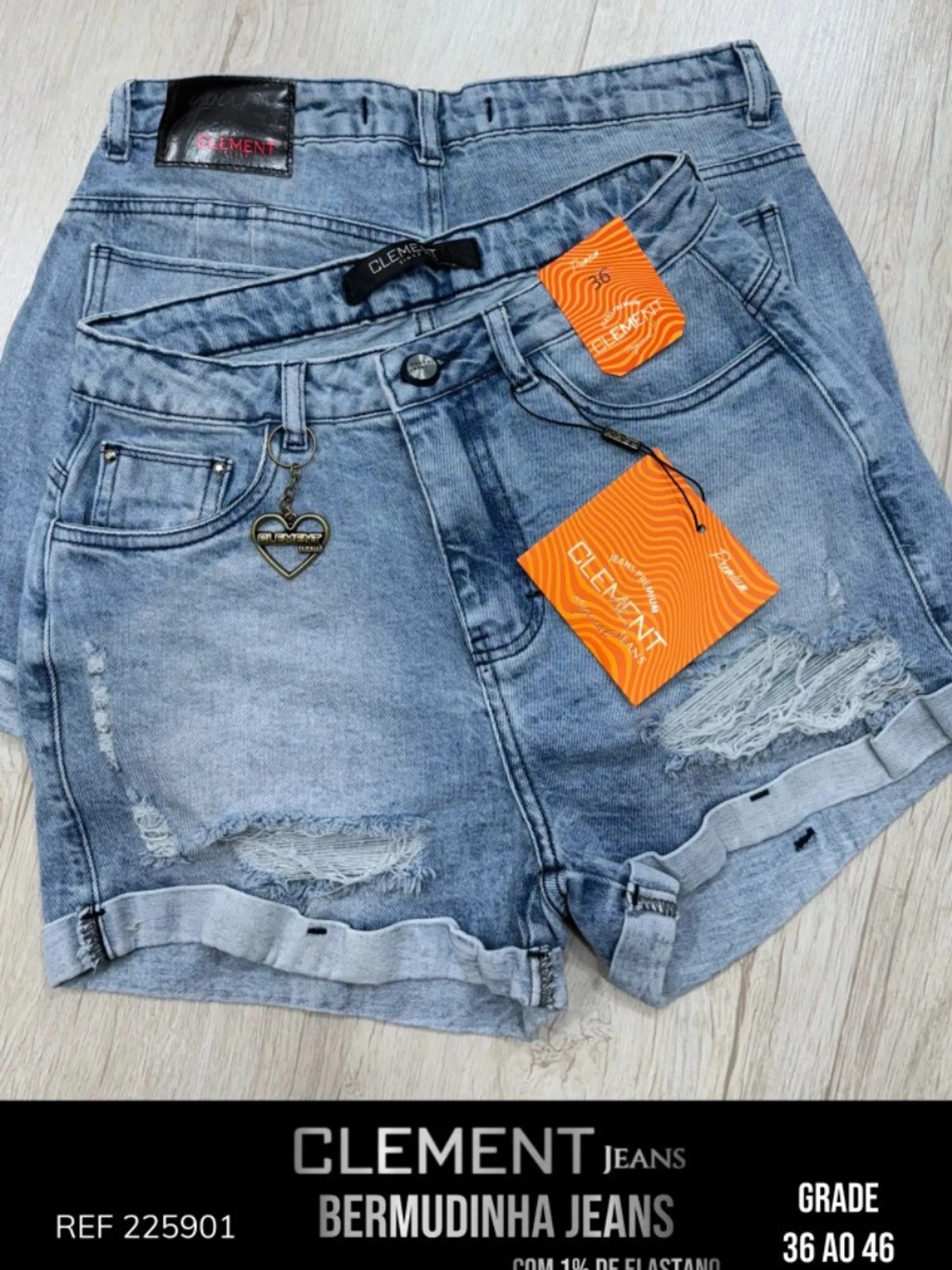 Kit Shorts C/Barra Jeans Feminino Clement REF 225901