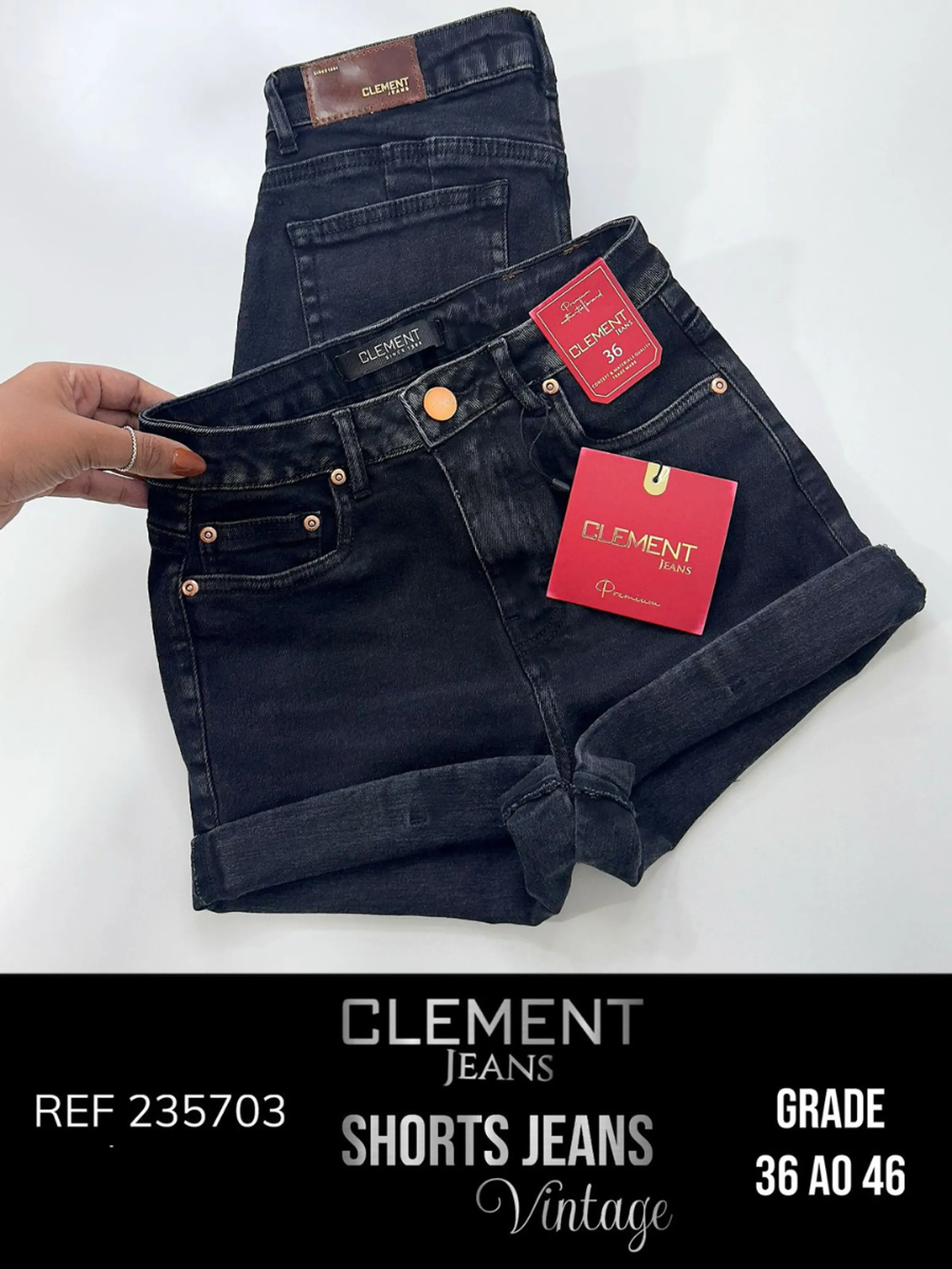 Kit Shorts C/Barra Jeans Feminino Vintage Clement REF 235703