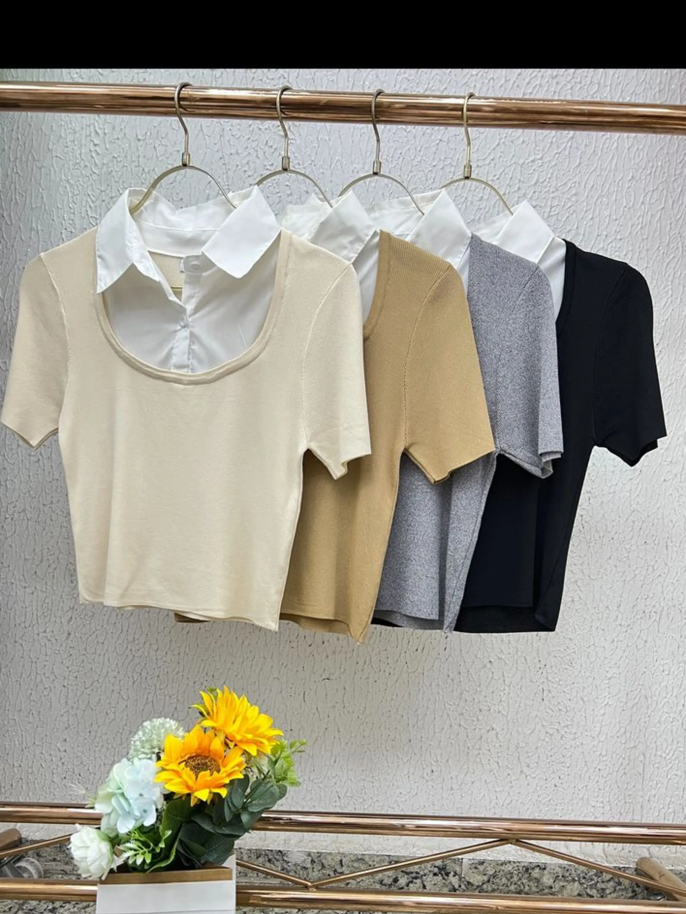 Blusa gola camisa importada #AM4080