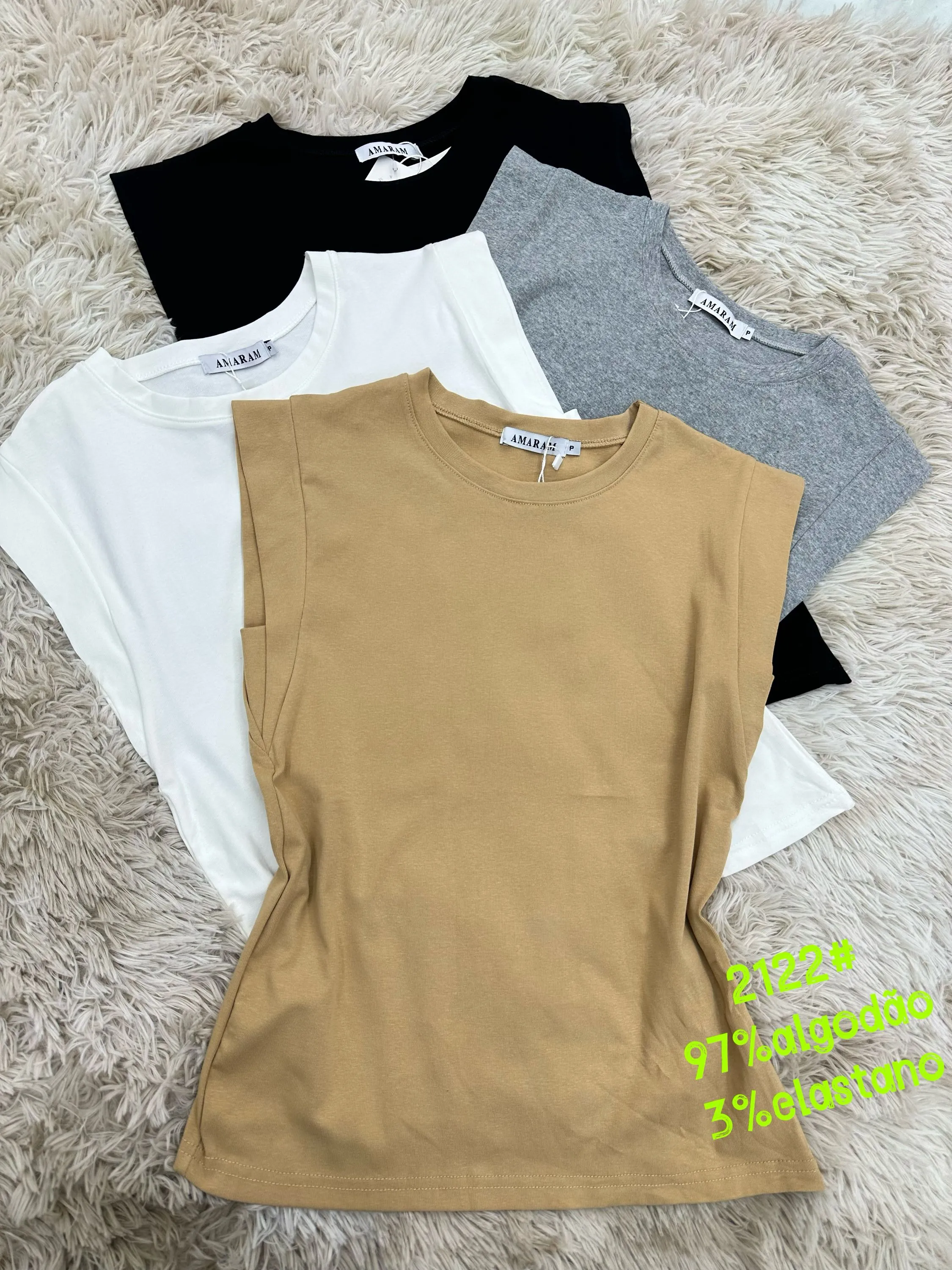 Blusa feminina 97% algodão com elastano importado AM2122