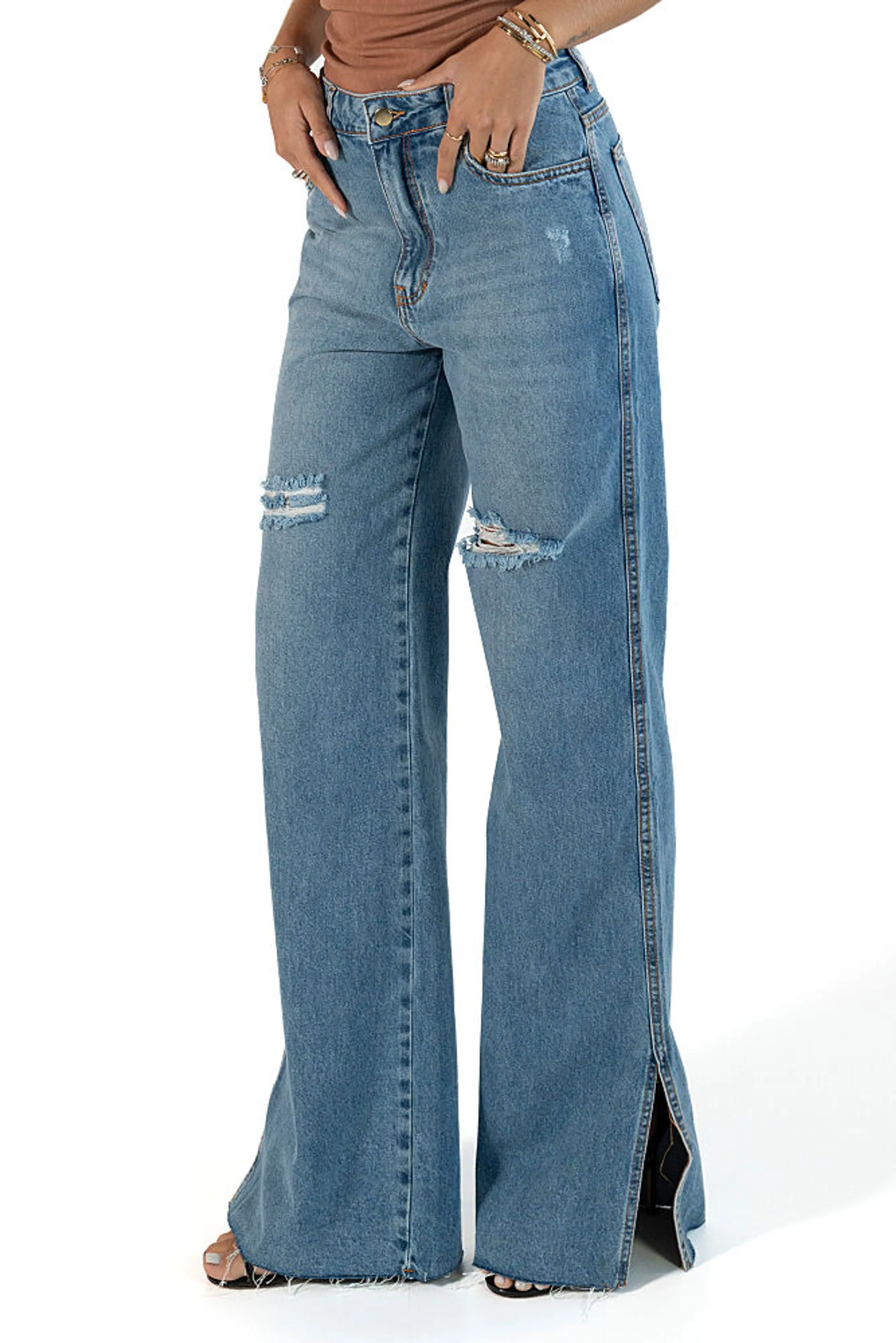 CALCA WIDELEG JEANS RASGO