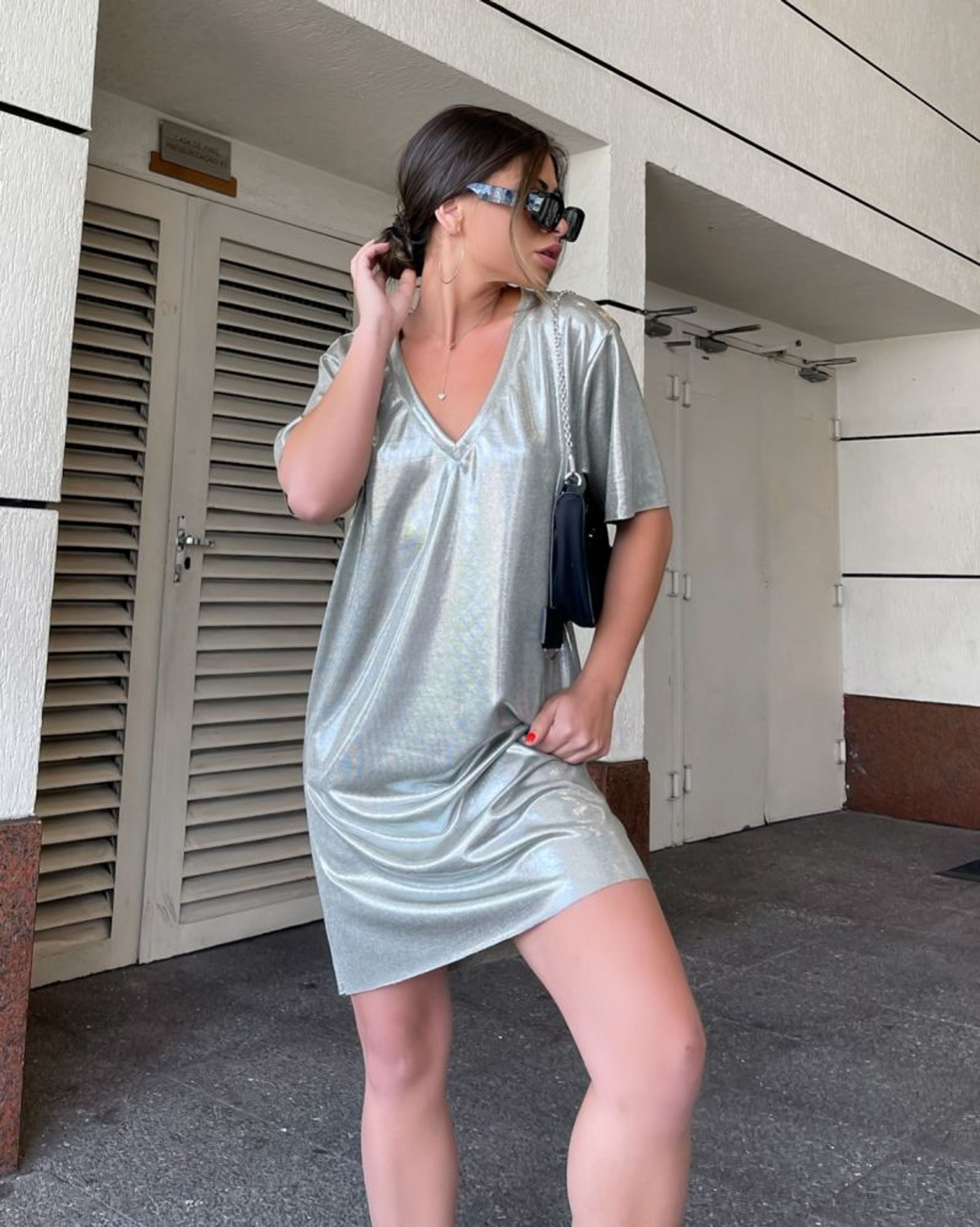 VESTIDO METALLIC LUSTER M C