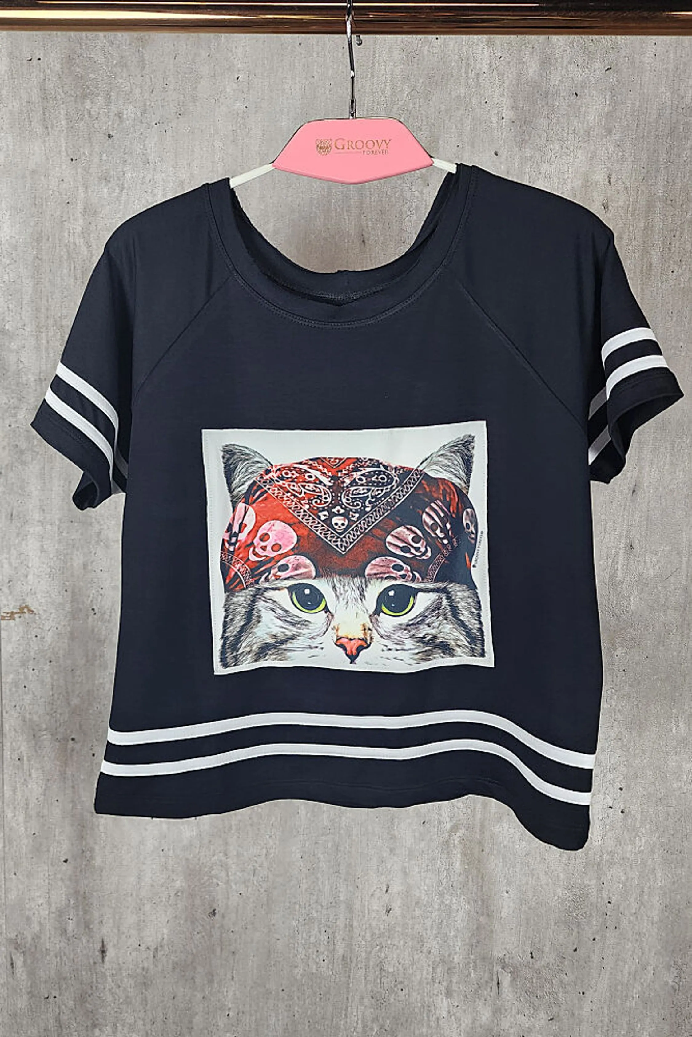 BLUSA MC NEW TERNURA GATO BANDANA