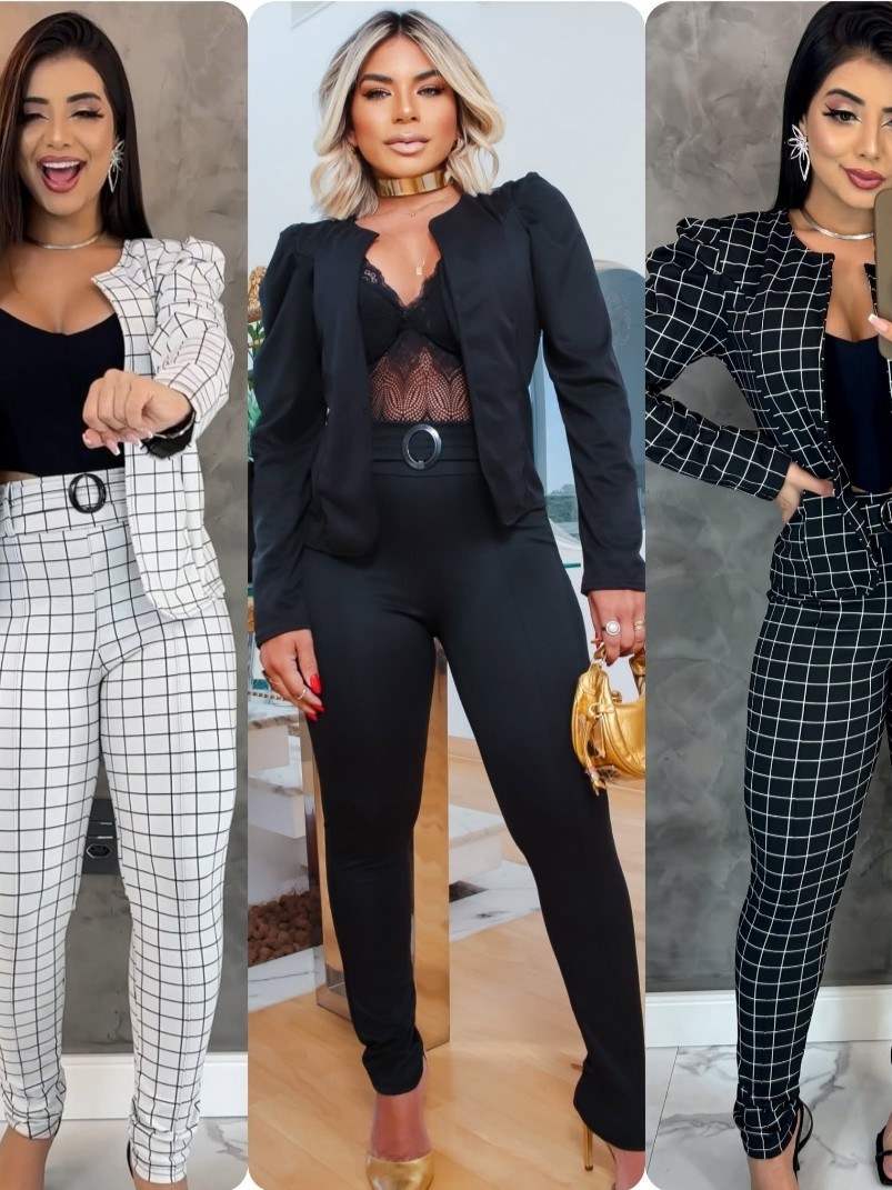 Conjunto Xadrez Blazer +Calça