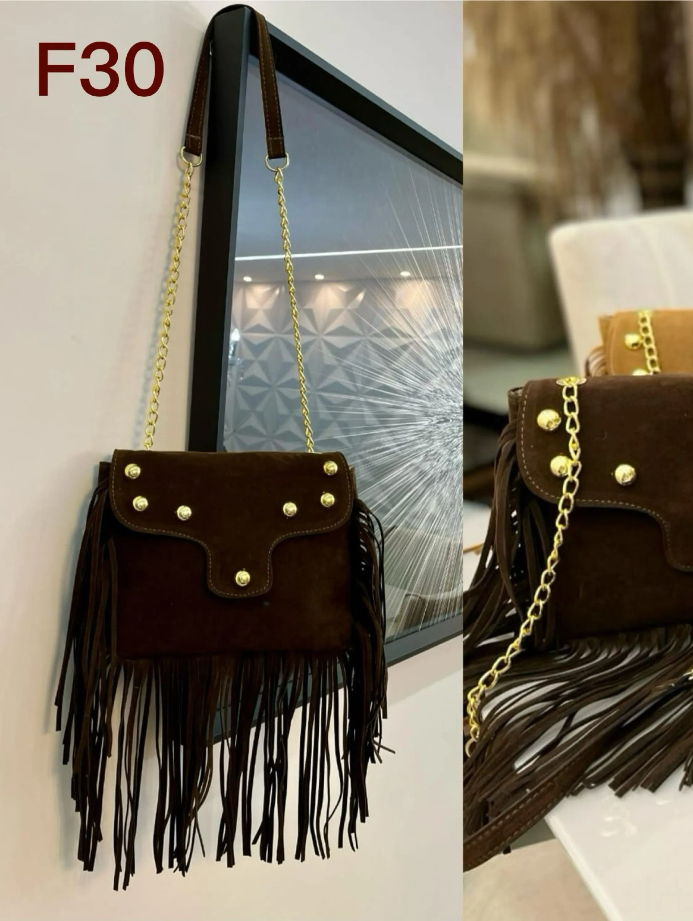 Bolsa de camurça com franja F30