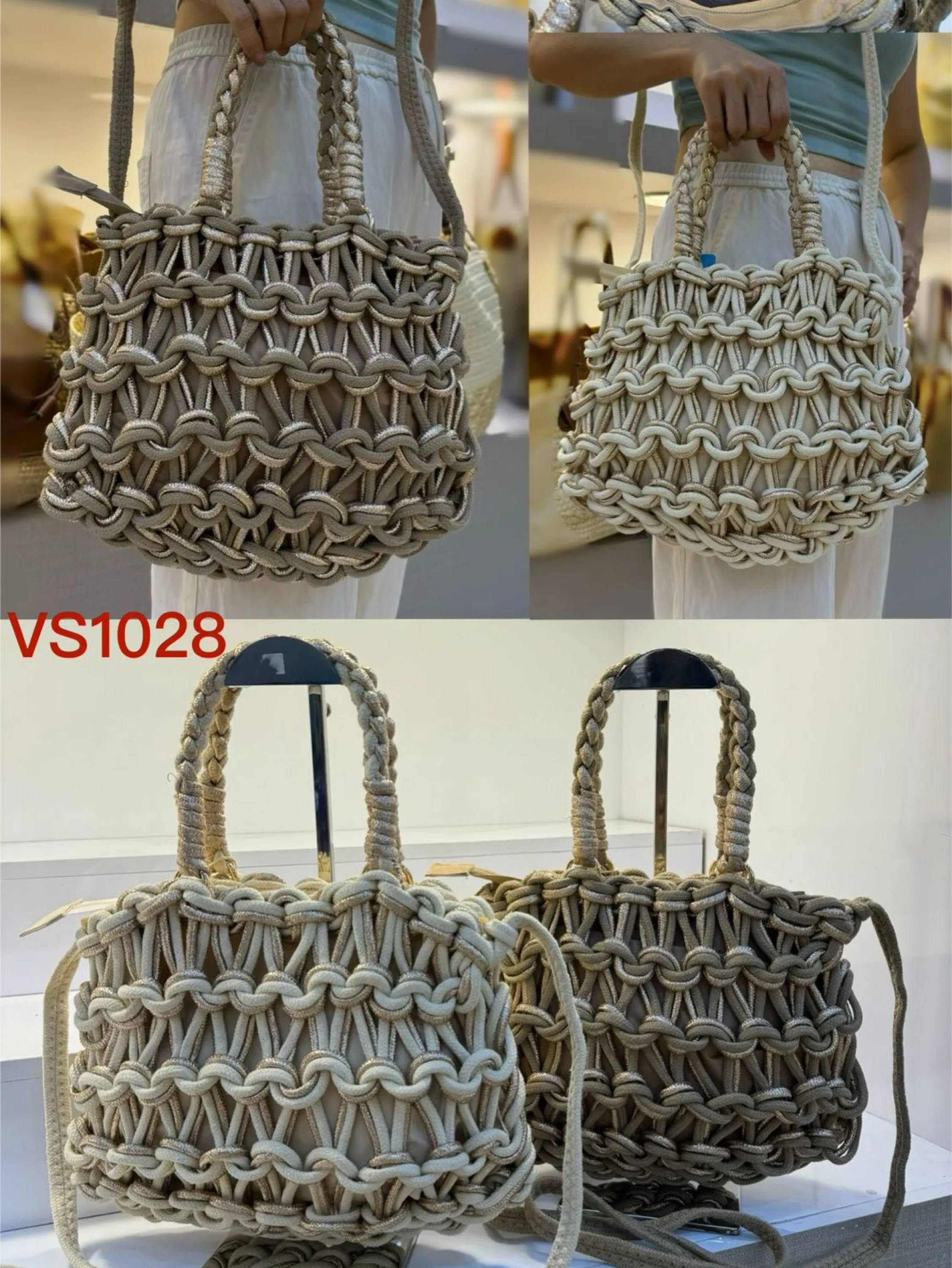 Bolsa macrame com brilho vs1028