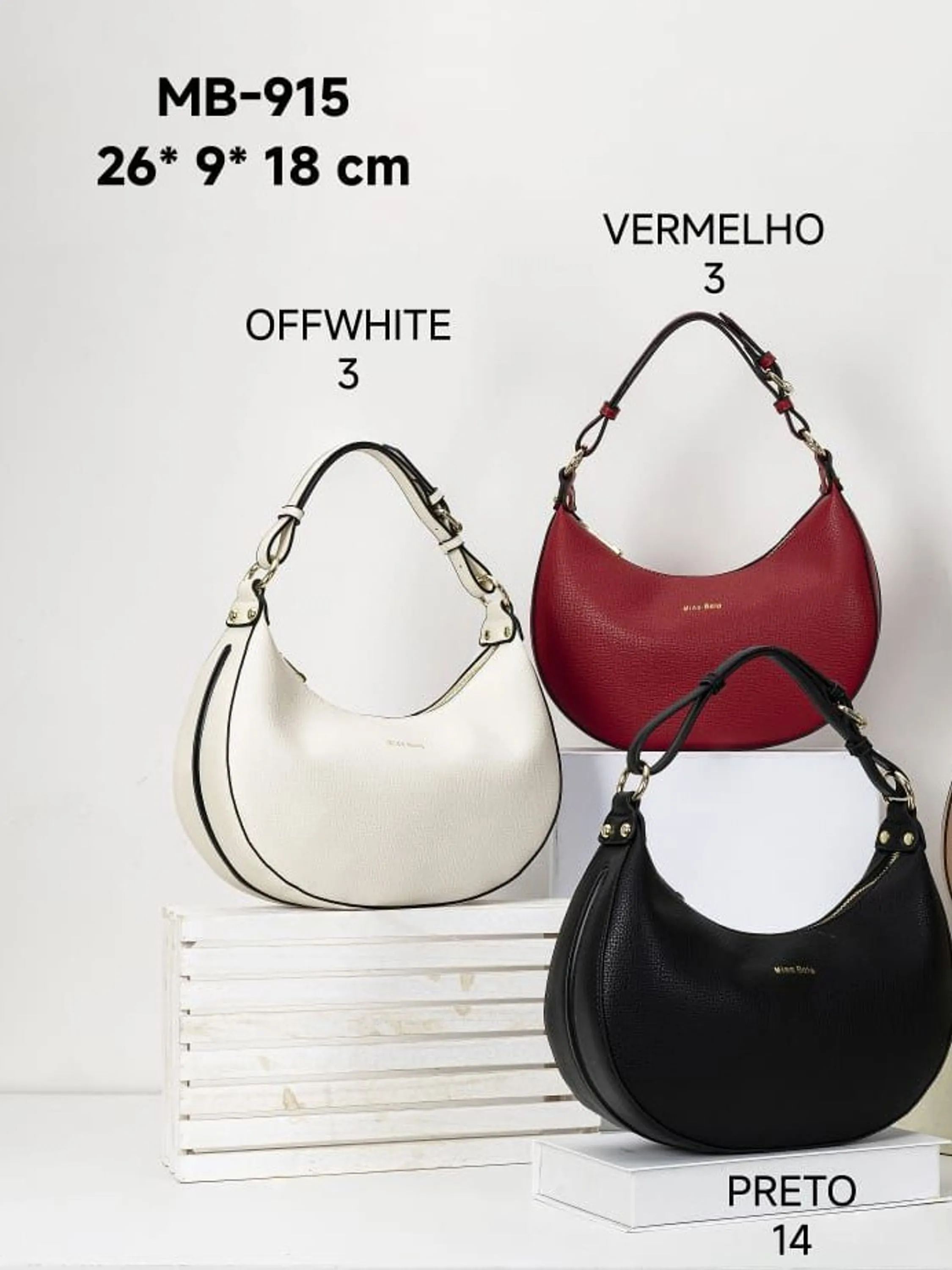 BOLSA MEIA LUA MISS BELA - MODELO EM COURINO SINTÉTICO - MB-915