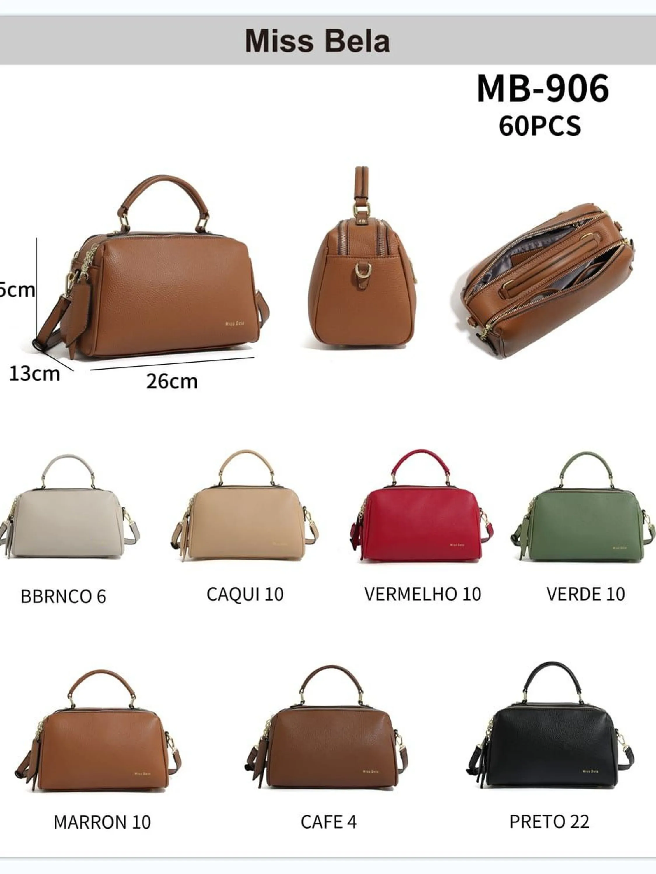 BOLSA ESTILO BAÚ MISS BELA - MODELO EM COURINO SINTÉTICO C/ DUAS DIVISÓRIAS - MB-906