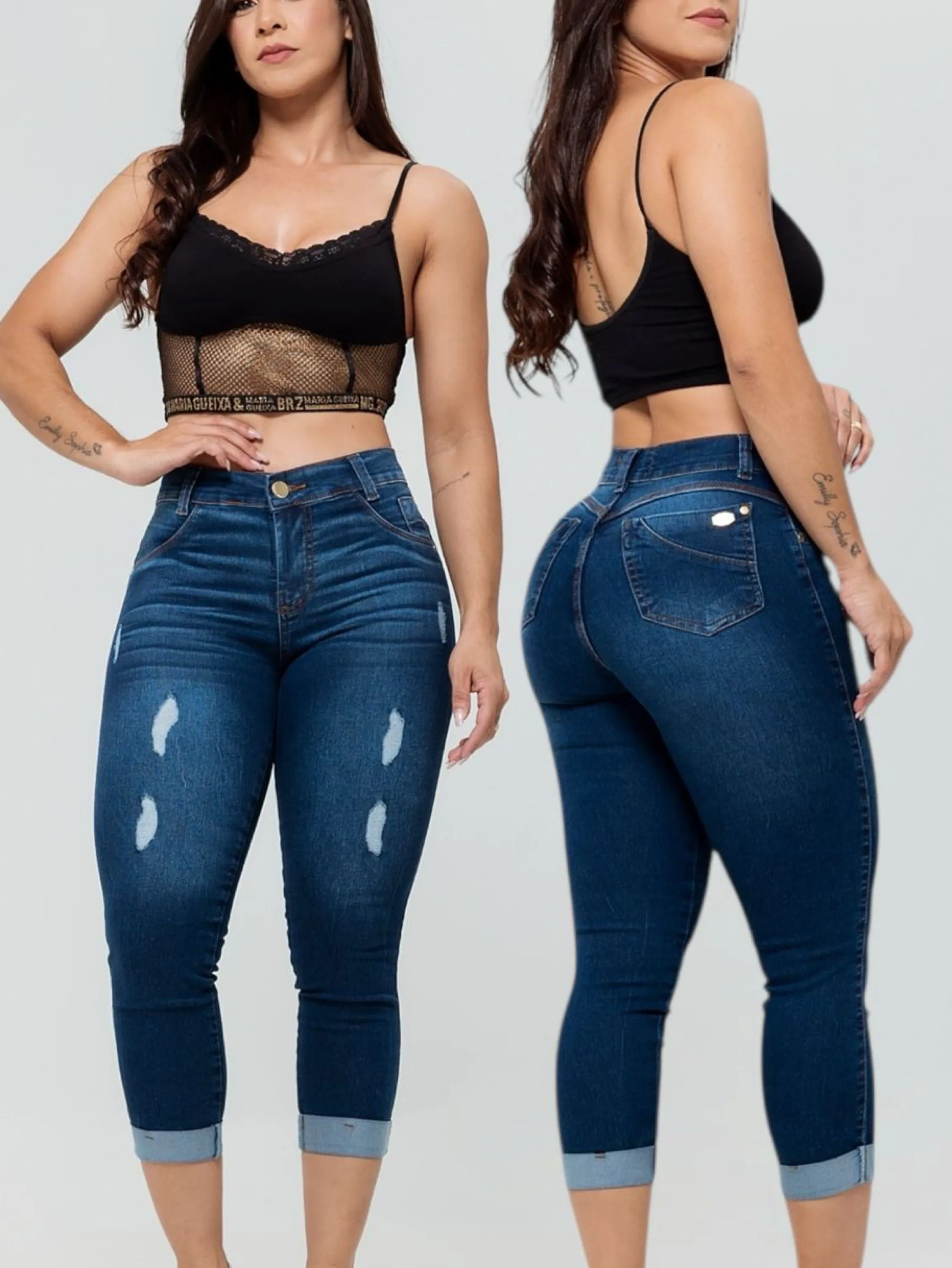 Calça capri jeans