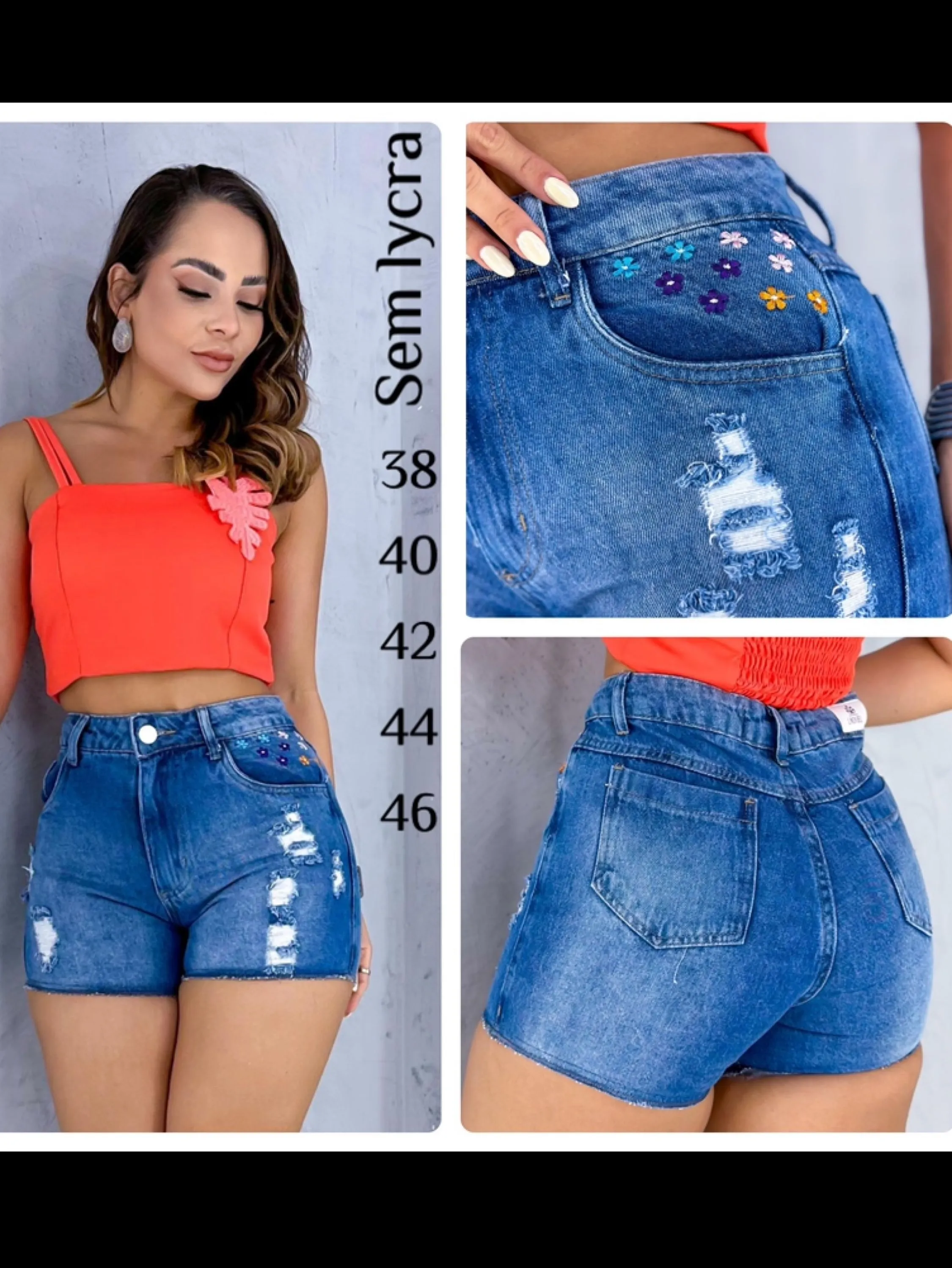 Short bordado bolso