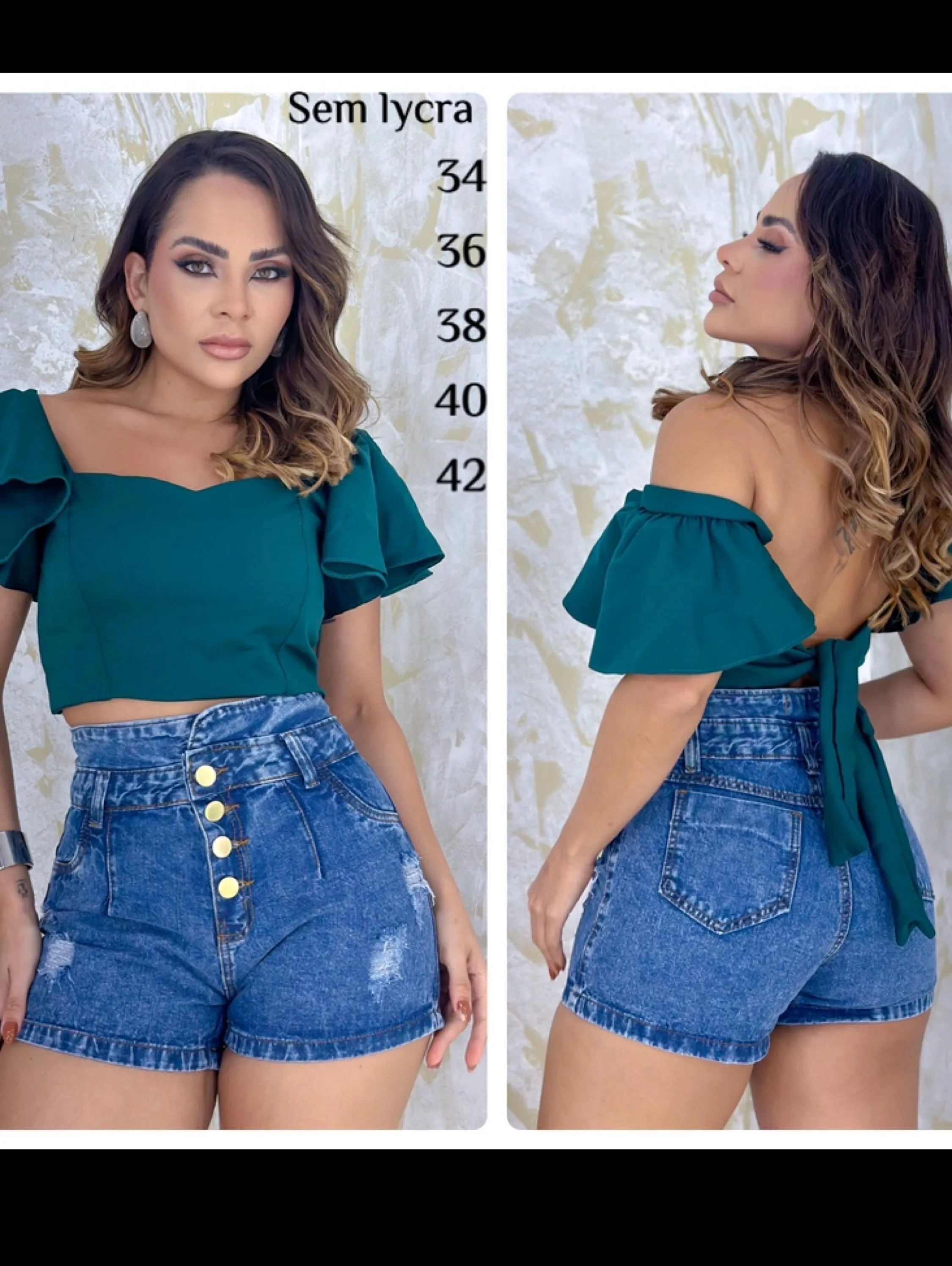 Short botões cós alto
