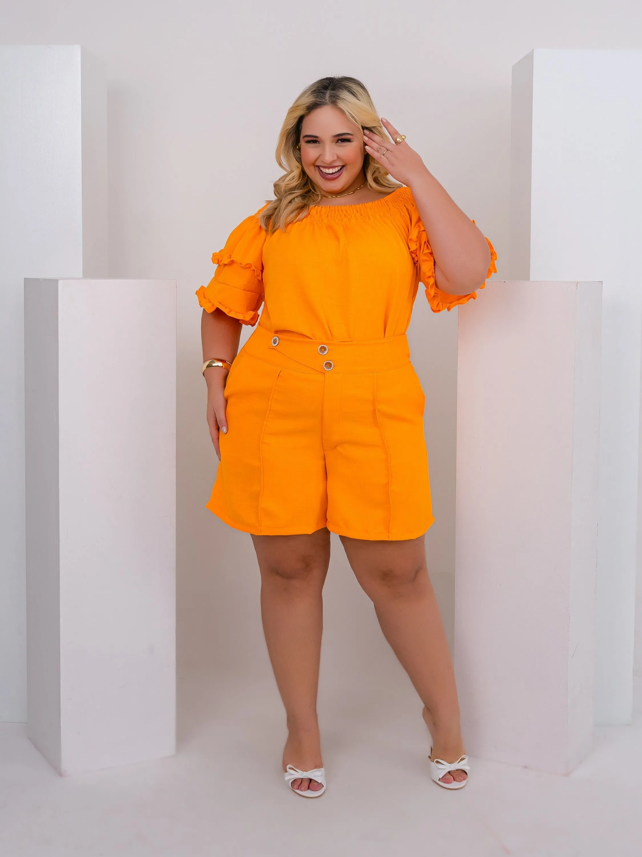 Conjunto de short ciganinha plus size