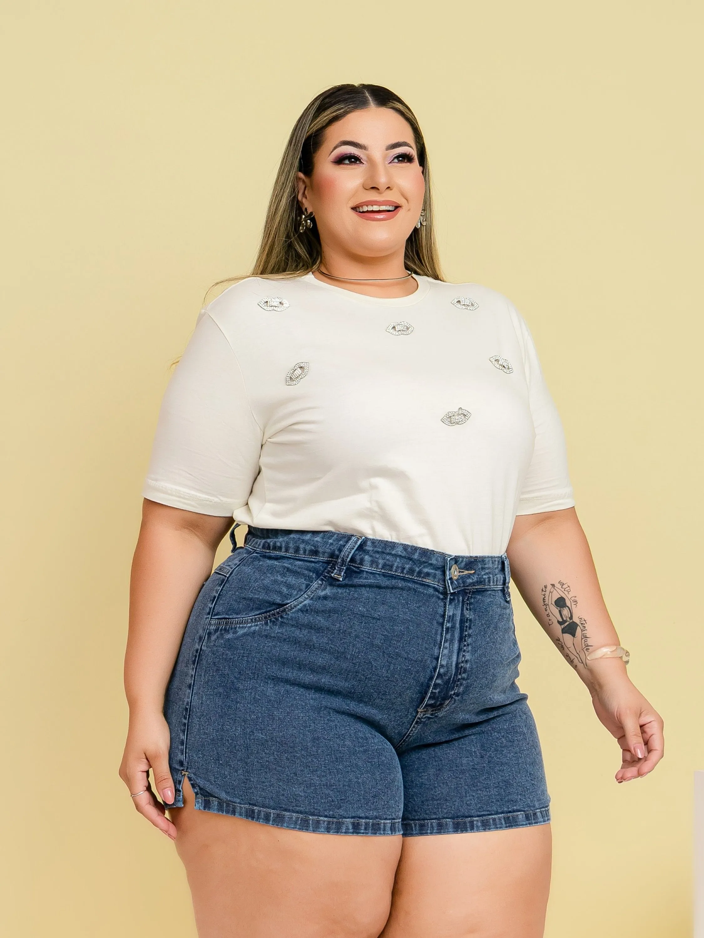Short Jeans com Lycra Plus Size