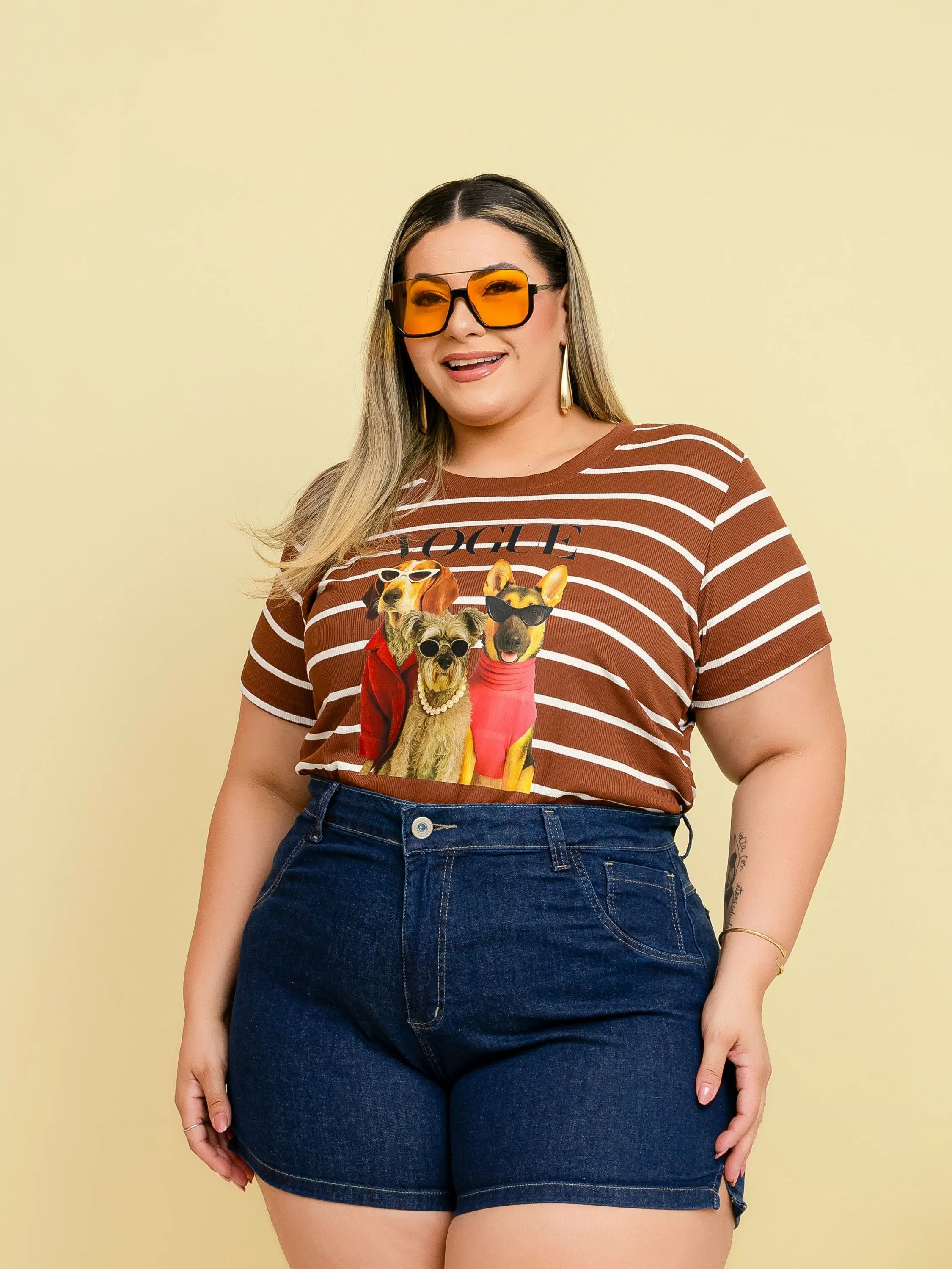 Tshirt Plus Size Canelada em DTF