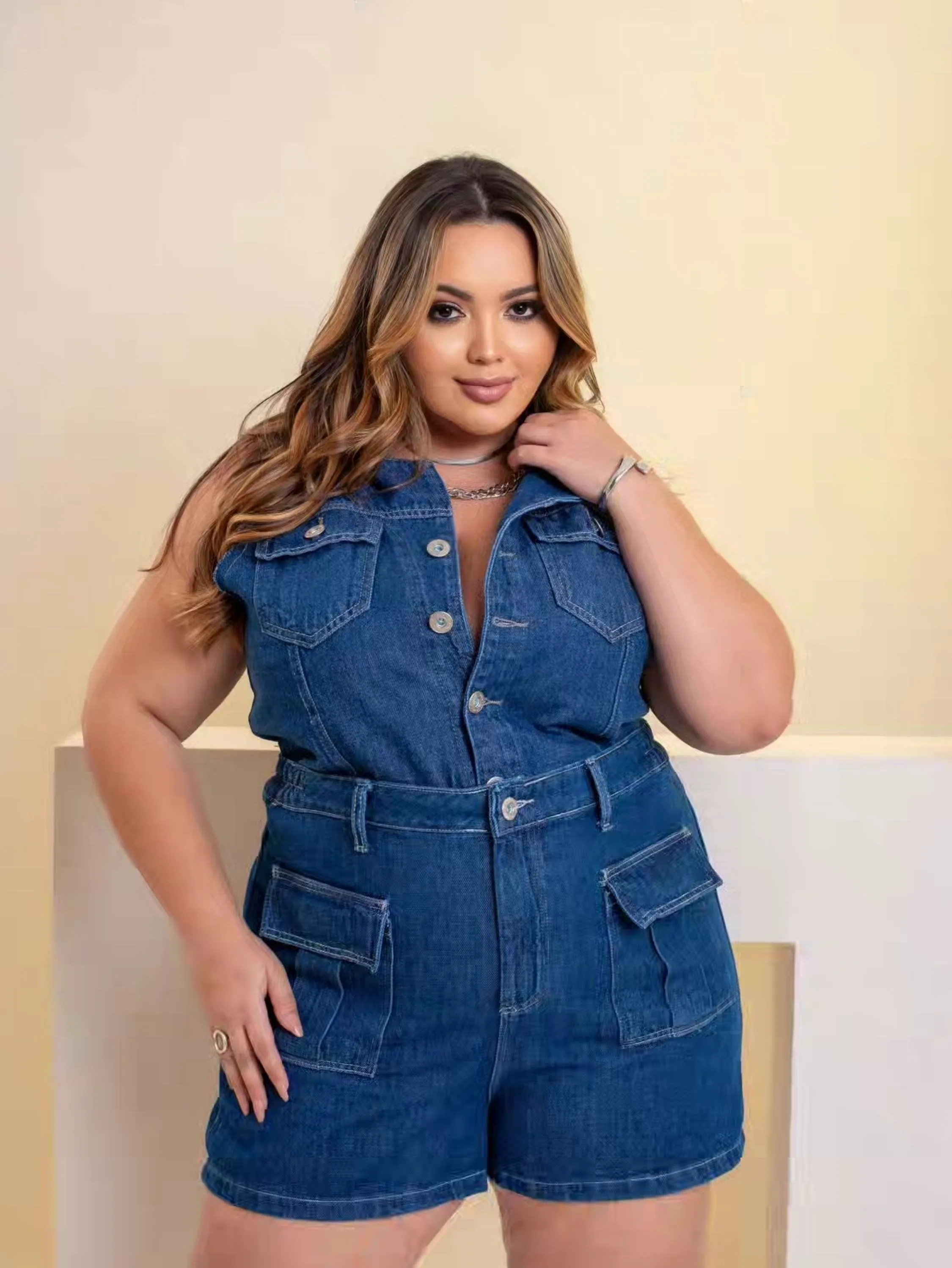 Colete jeans plus size  REF 2299