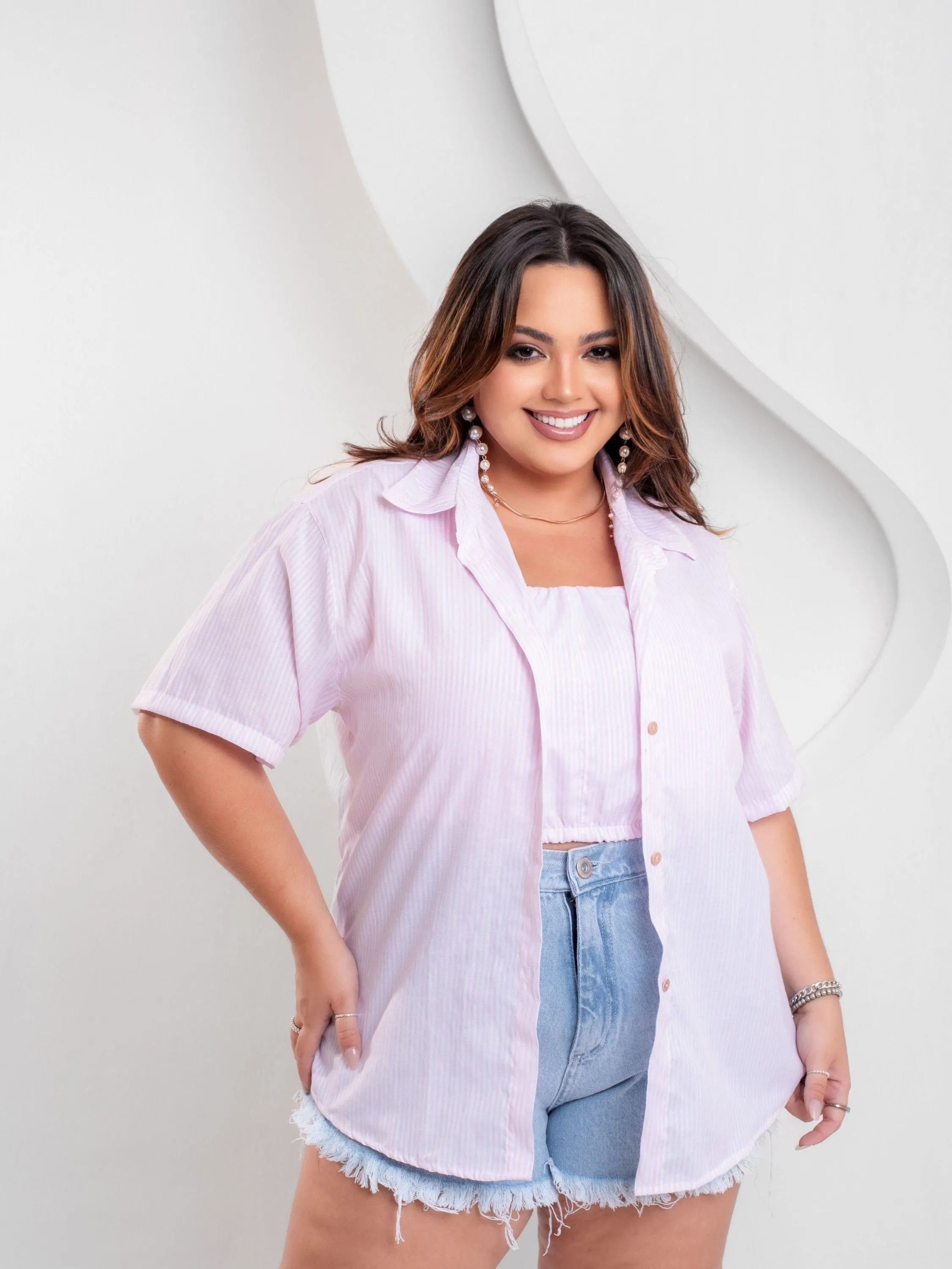 Camisa listrada  Plus Size