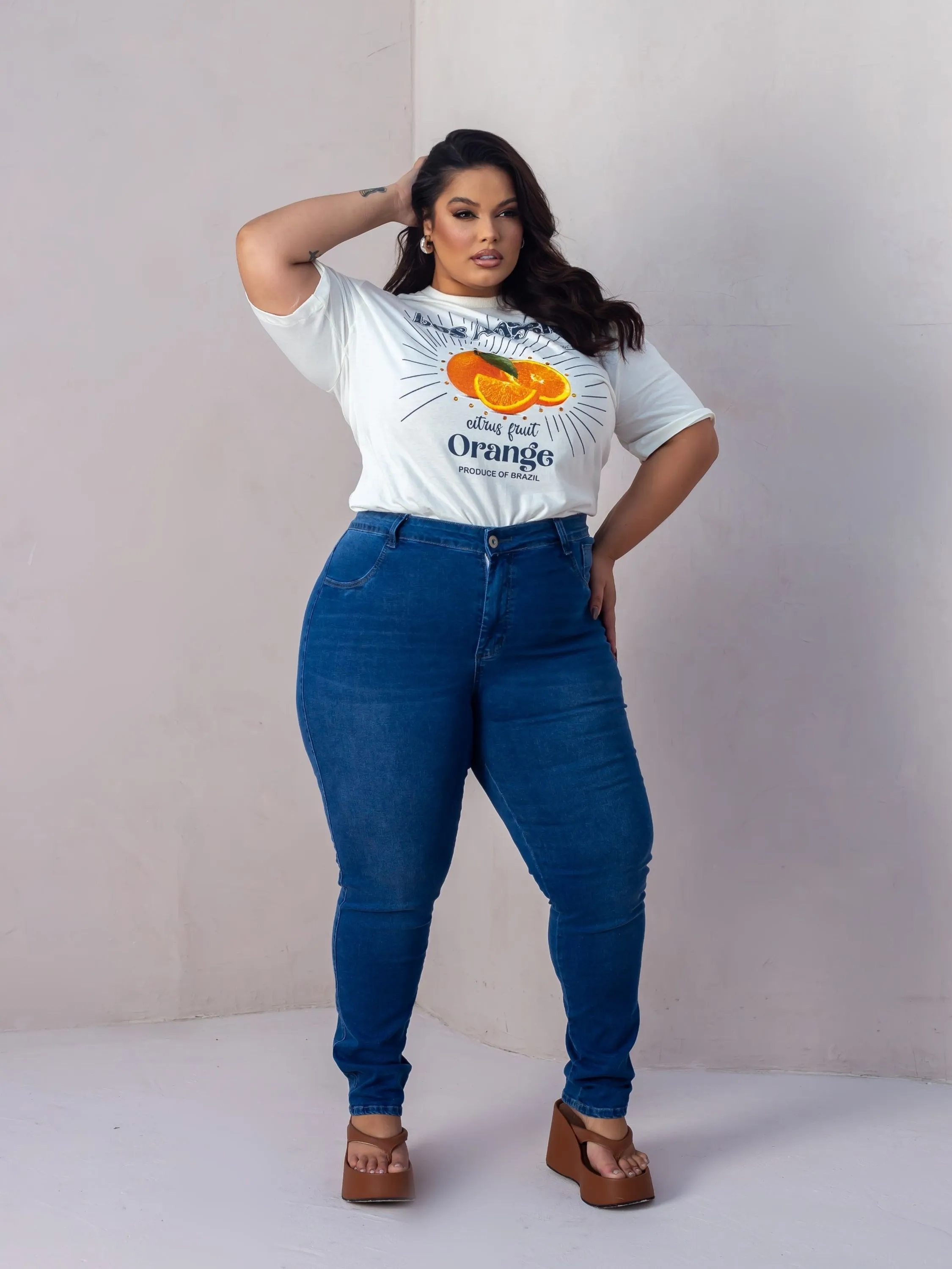 Calça jeans Plus Size com elastano REF 2332