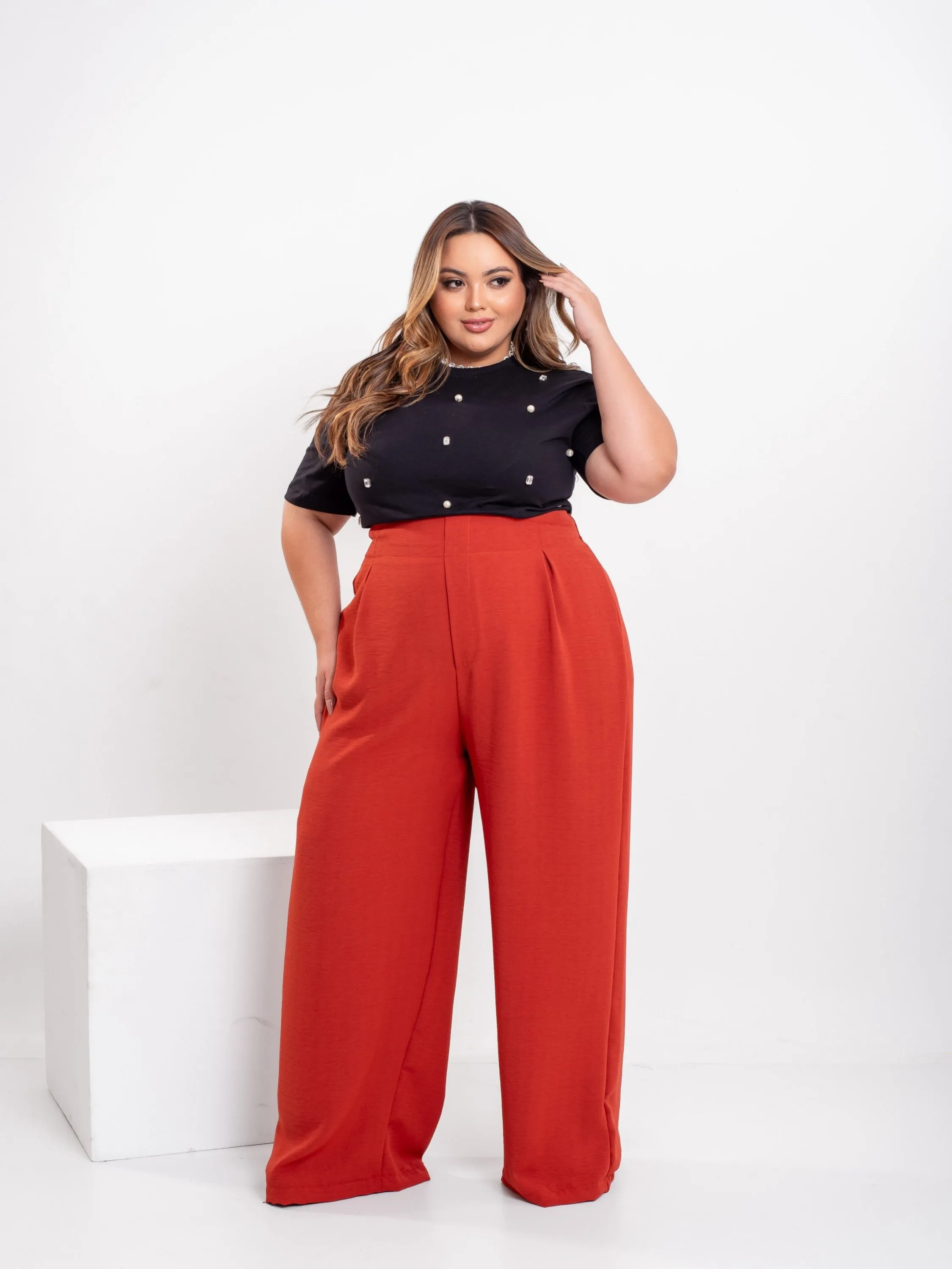 Calça Pantalona Plus Size Tam G GG