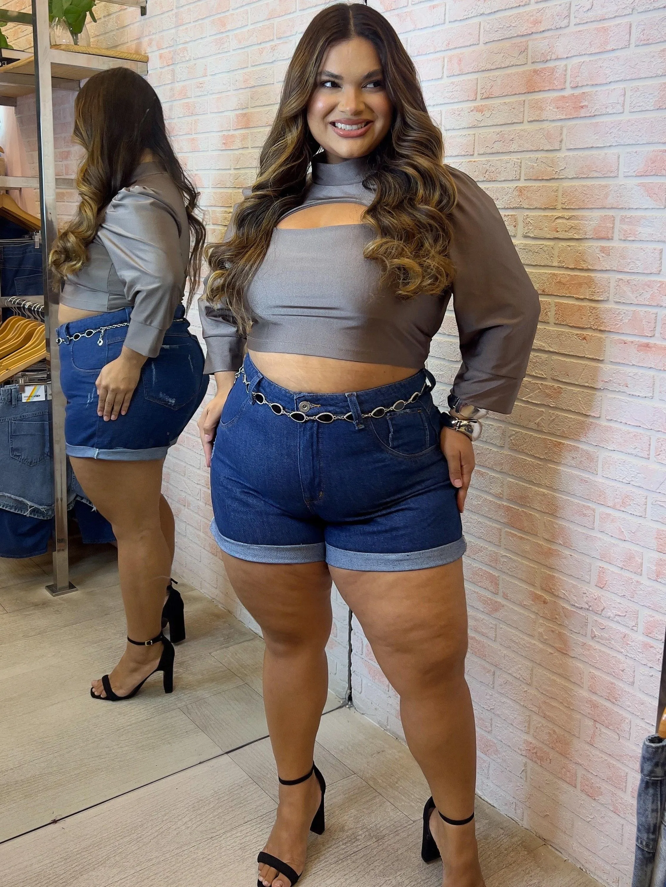 Short Jeans Plus Size Barra