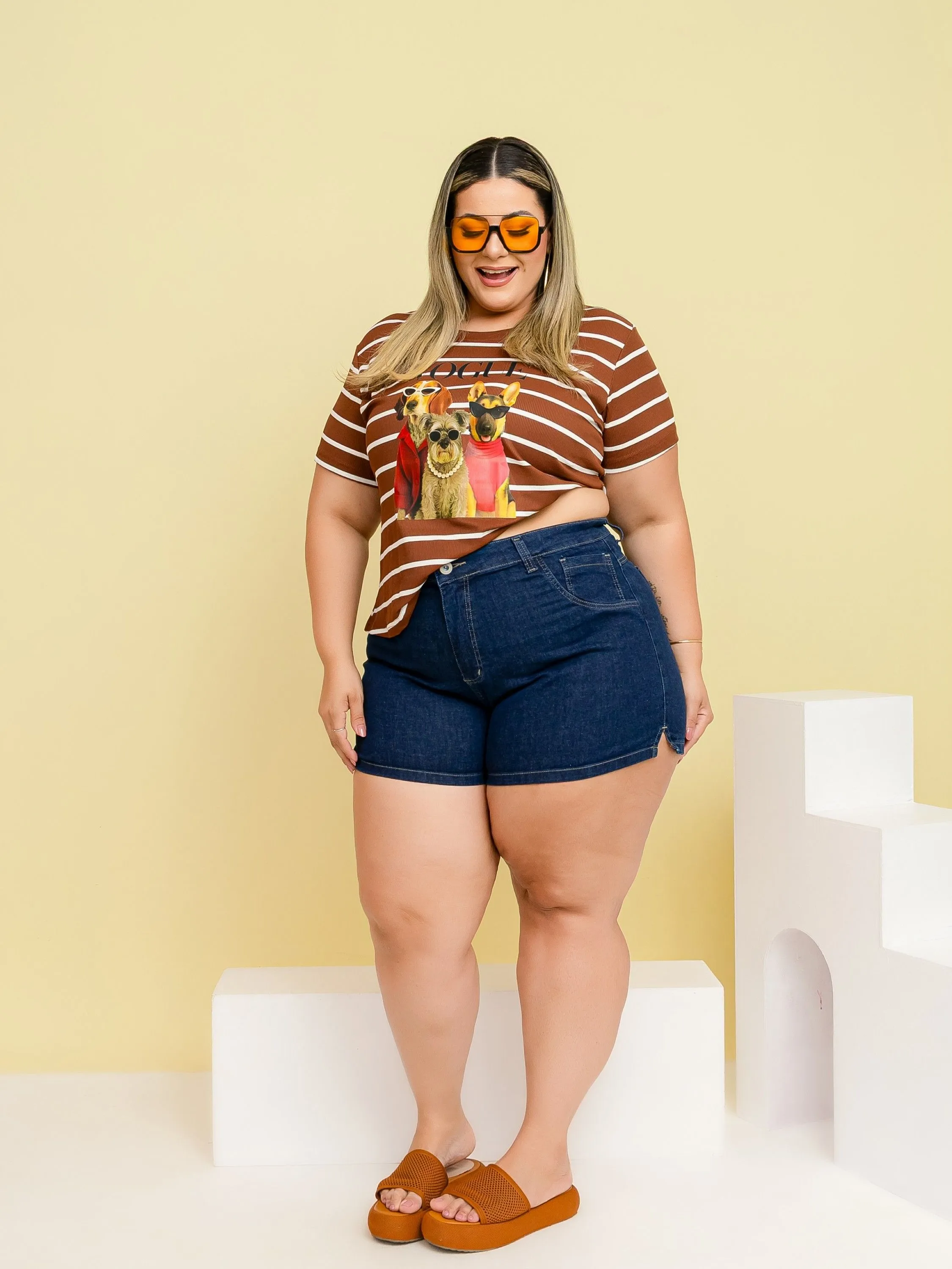 Short Stone com Lycra Plus size