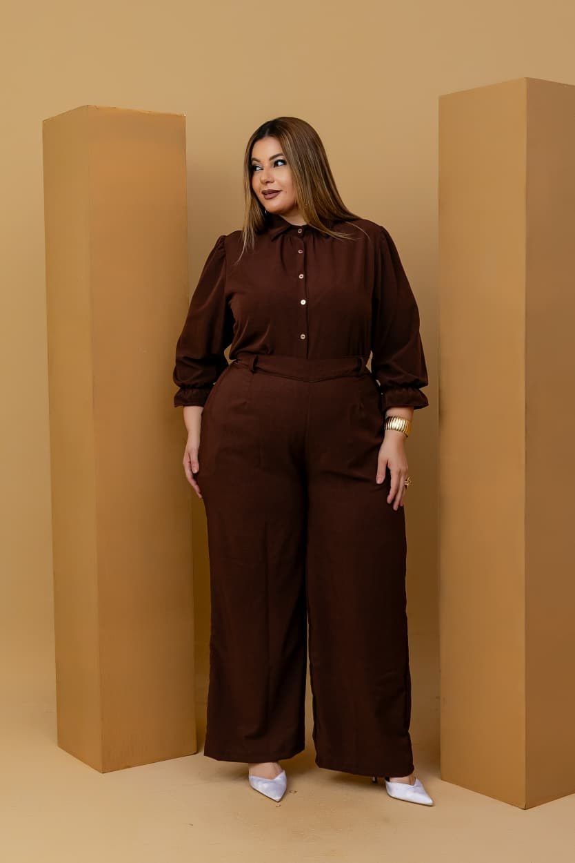 Calça Pantalona Texturizada 2696