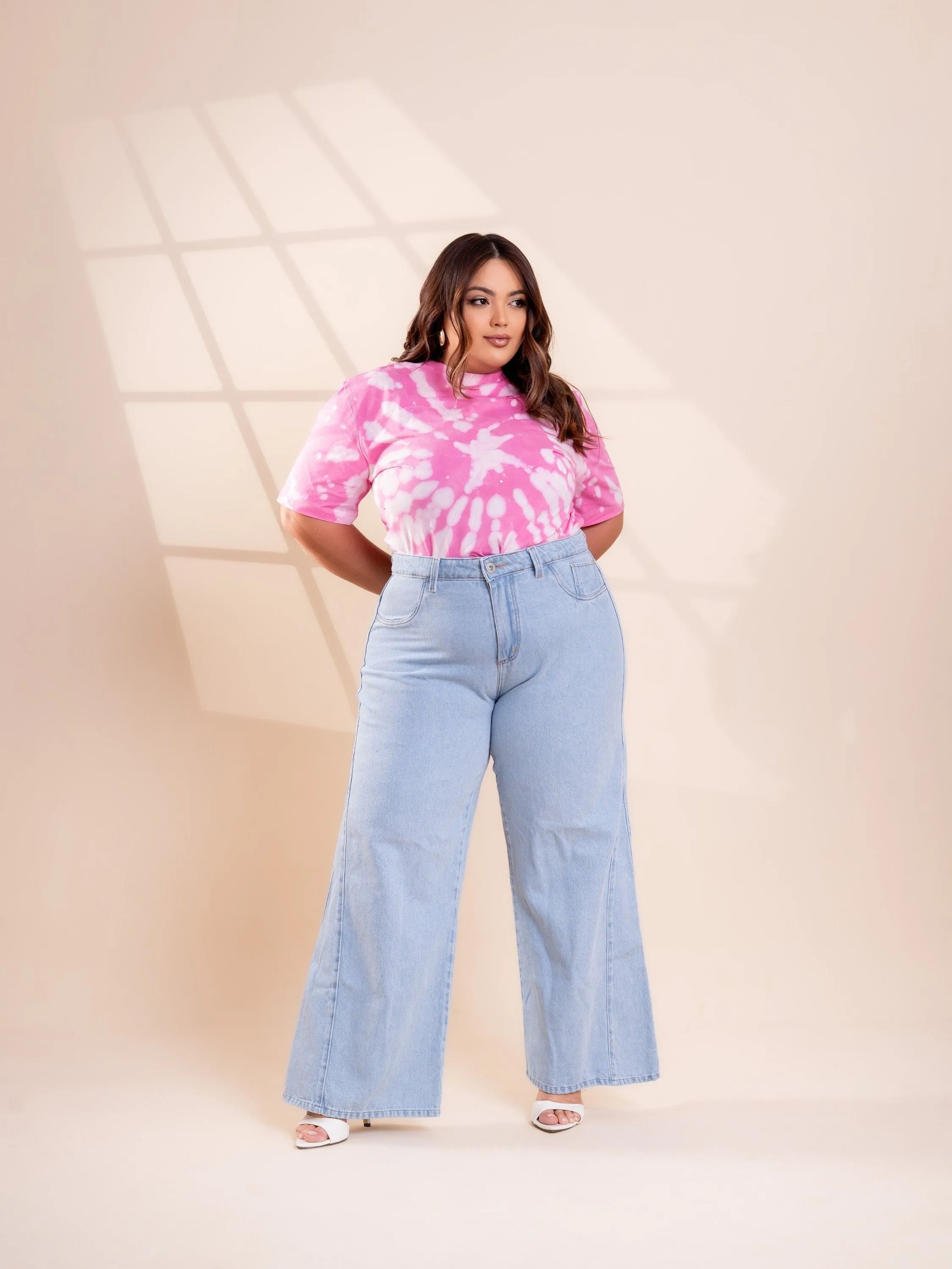 Wide Leg Jeans recortes Plus Size
