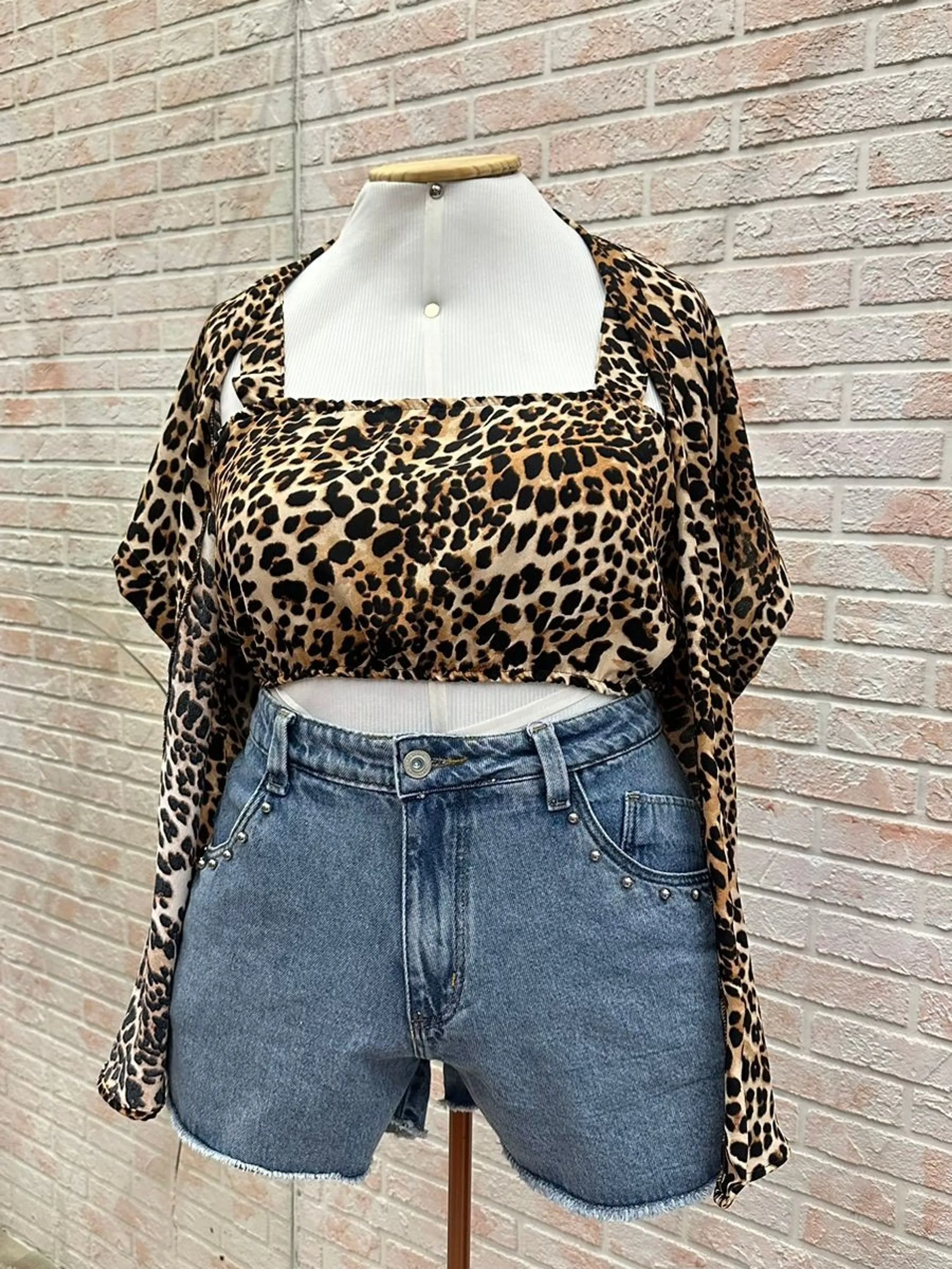 Kimono com top animal Print Plus Size