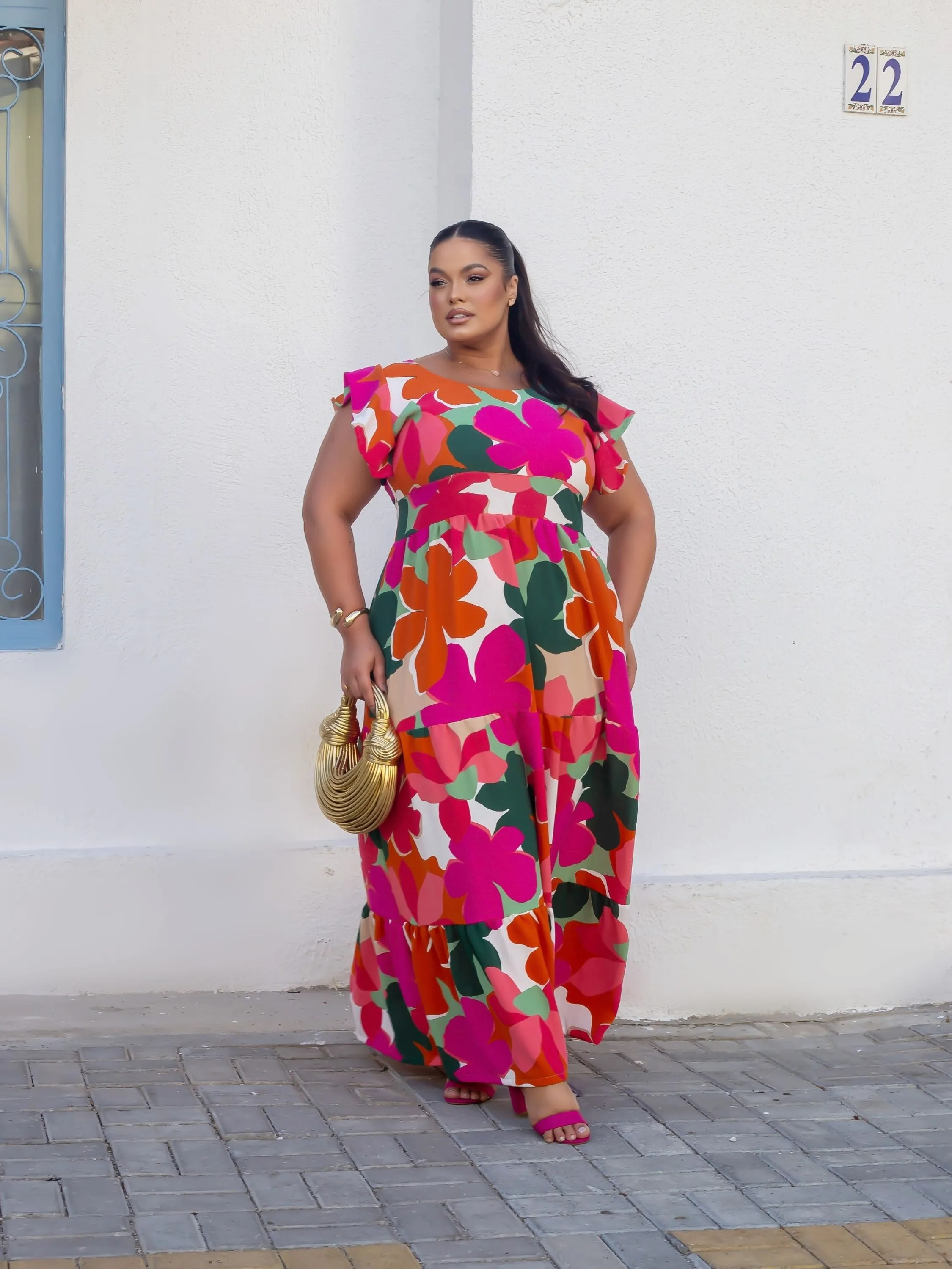 Vestido longo Plus Size Estampado